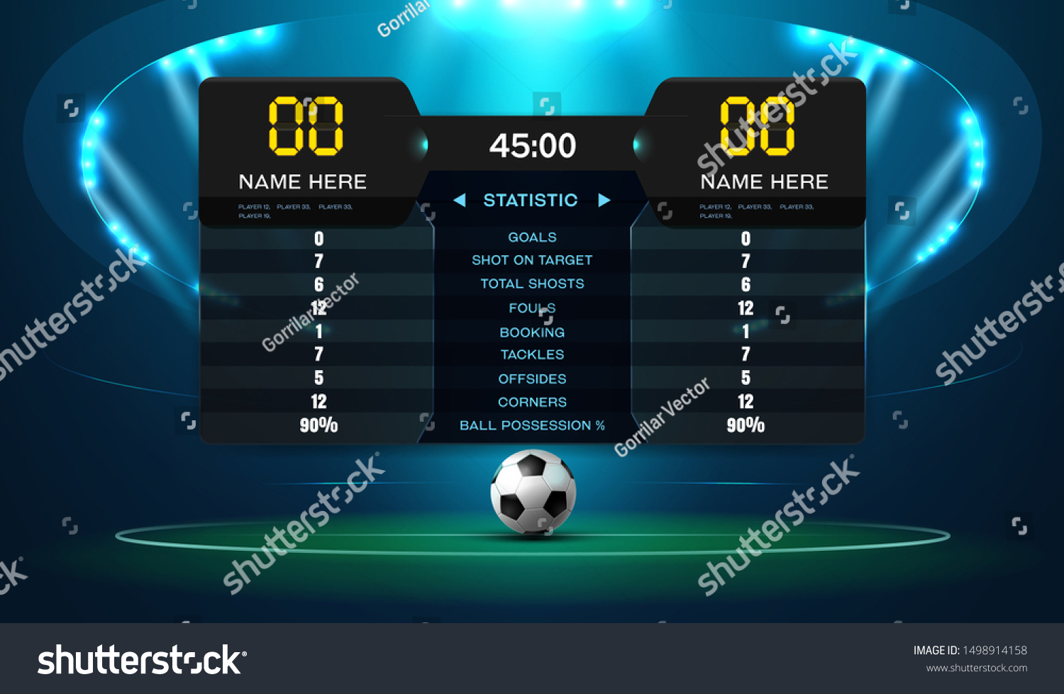 Soccer Football Stadium Spotlight Scoreboard Background Stock Vector ...