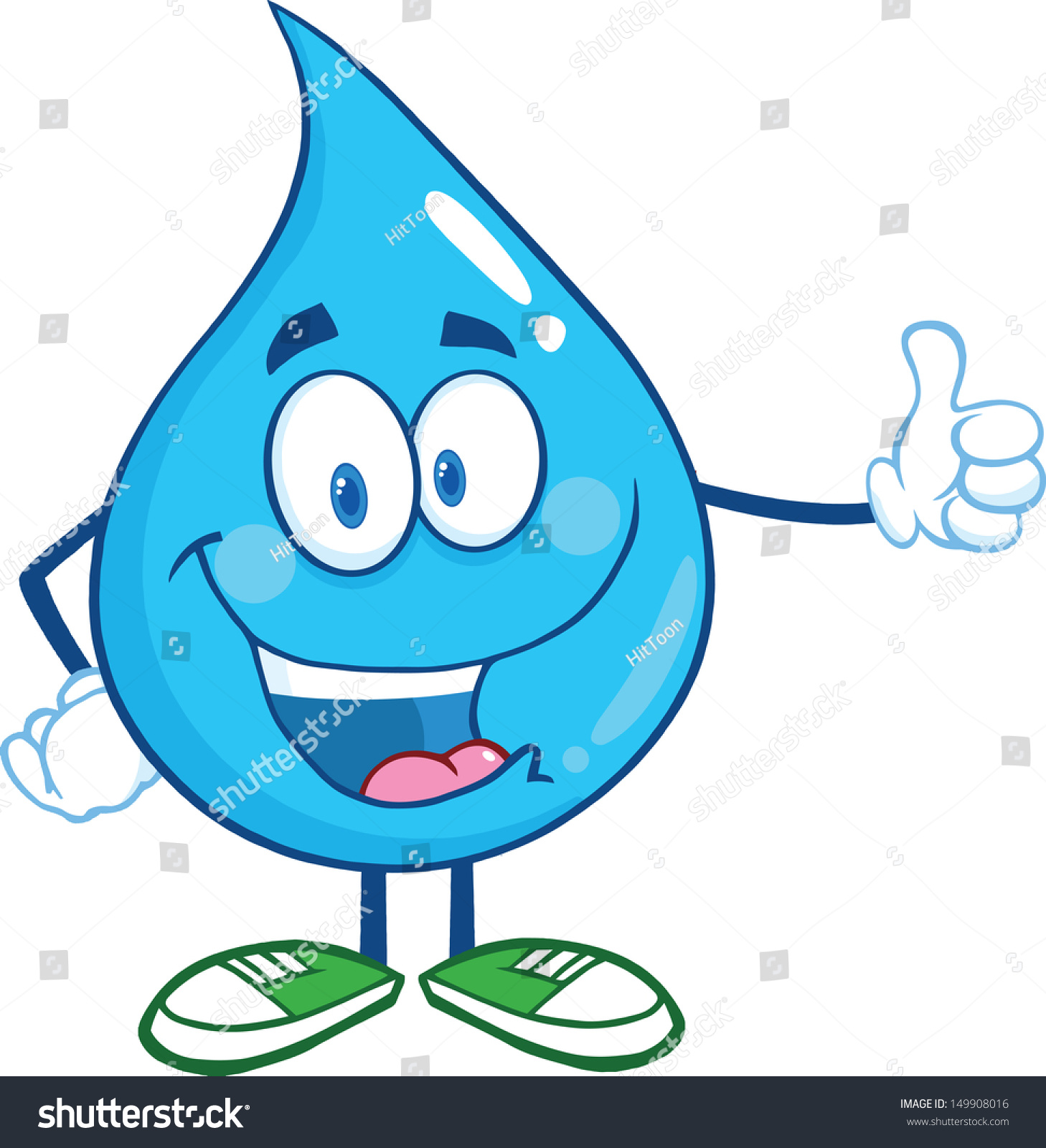 Happy Water Drop Character Giving Thumb Stock Vector (Royalty Free ...