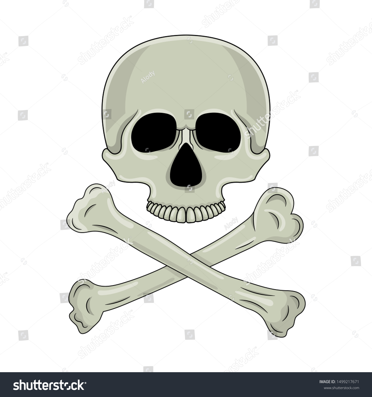 Skull Crossed Bones Isolated On White Stock Illustration 1499217671 ...