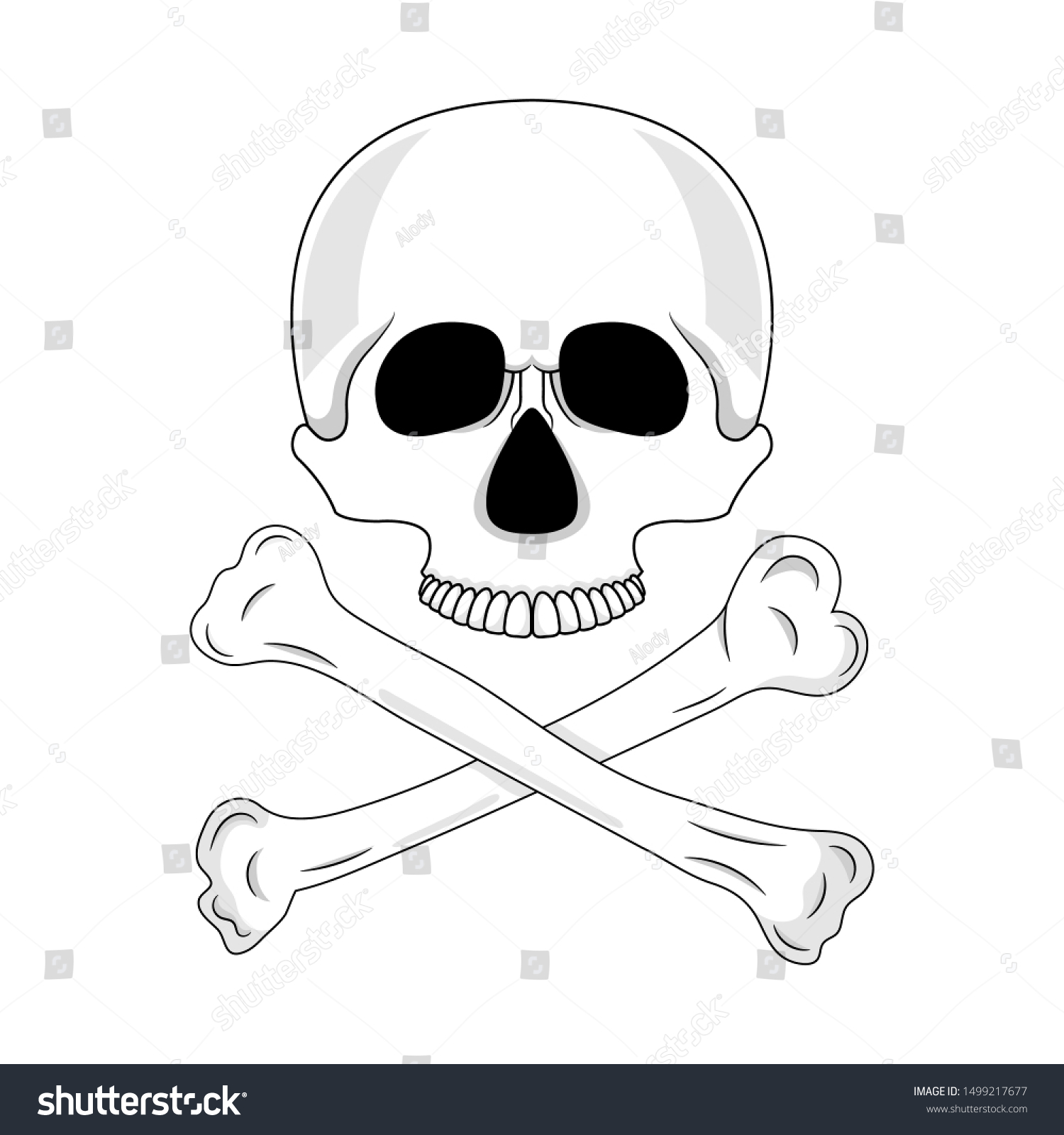 Skull Isolated On White Background Cartoon Stock Illustration ...