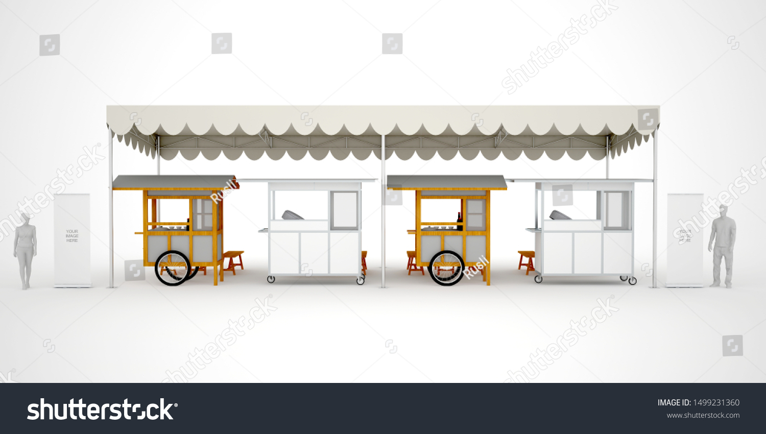 3d Illistration Conventional Tent Food Stall Stock Illustration ...