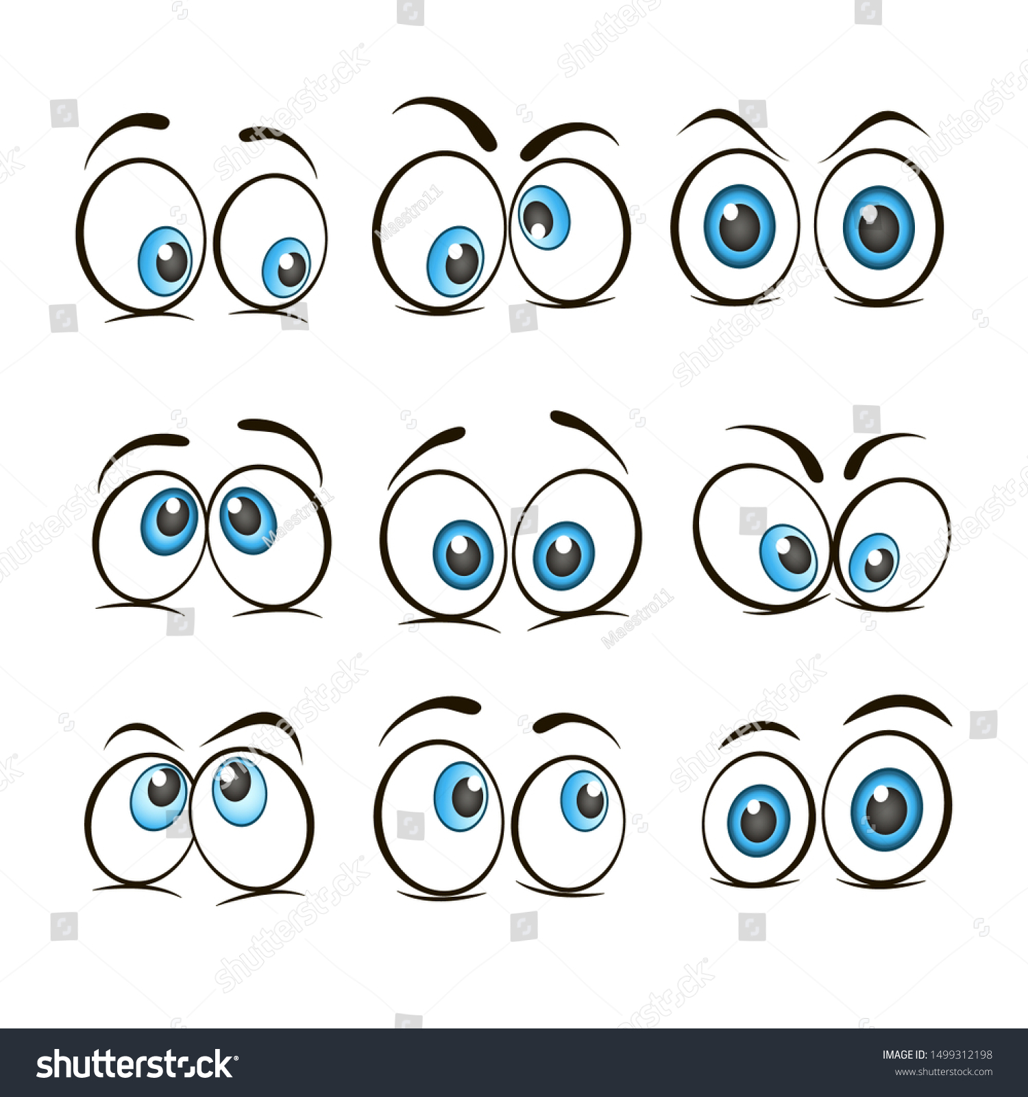 Cartoon Eyes Happy Angry Eyes Looking Stock Vector (Royalty Free ...