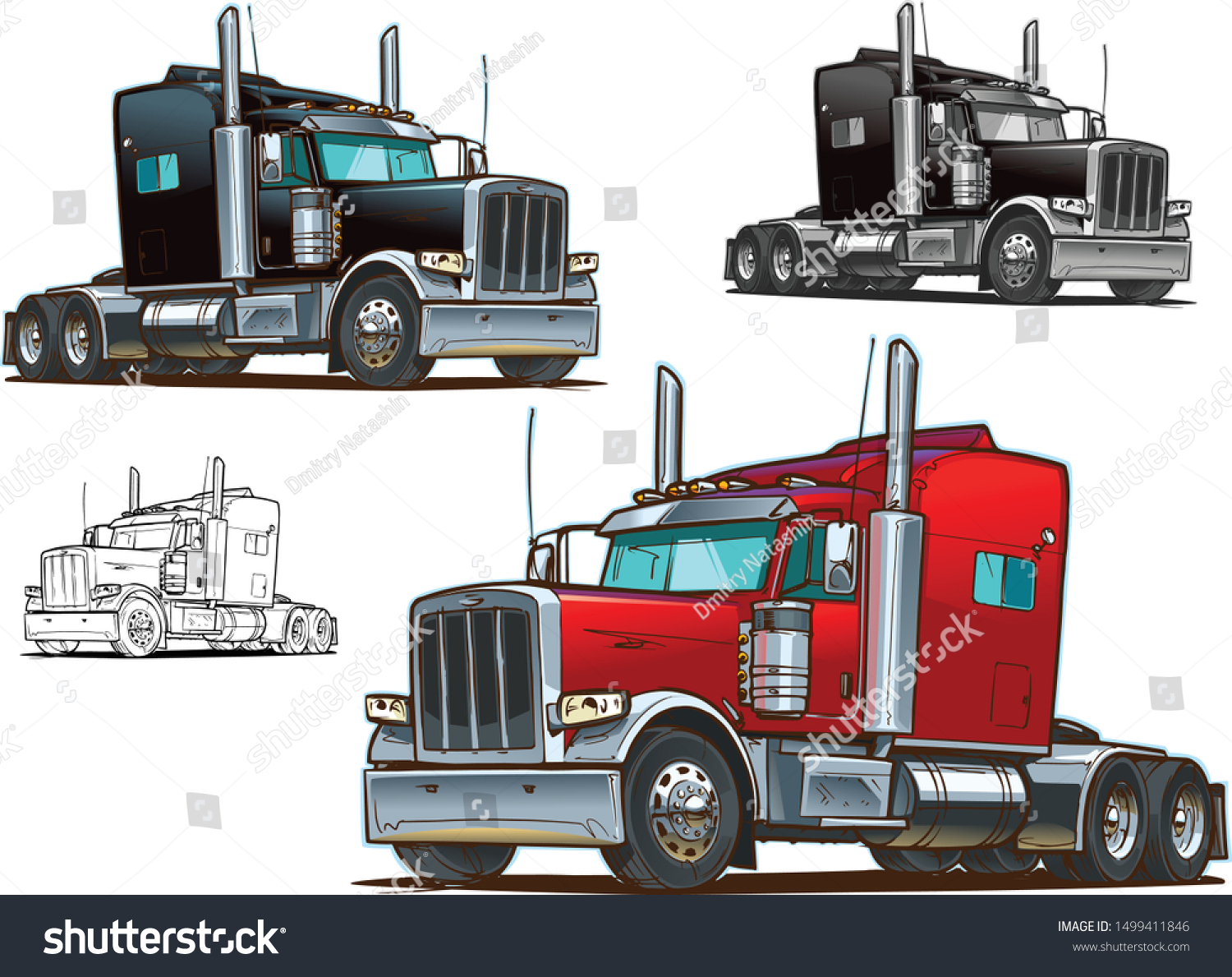 Classic American Truck Vector Illustration Stock Vector (Royalty Free ...