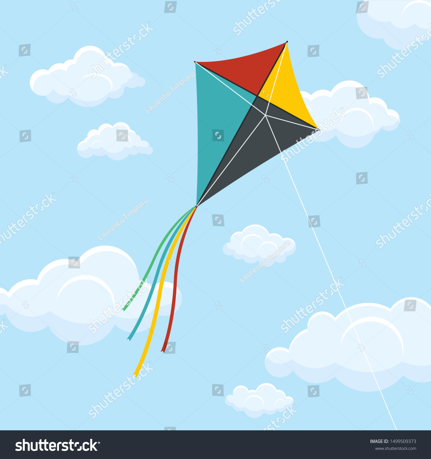 Paper Kite On Blue Sky Vector Stock Vector (Royalty Free) 1499509373 ...