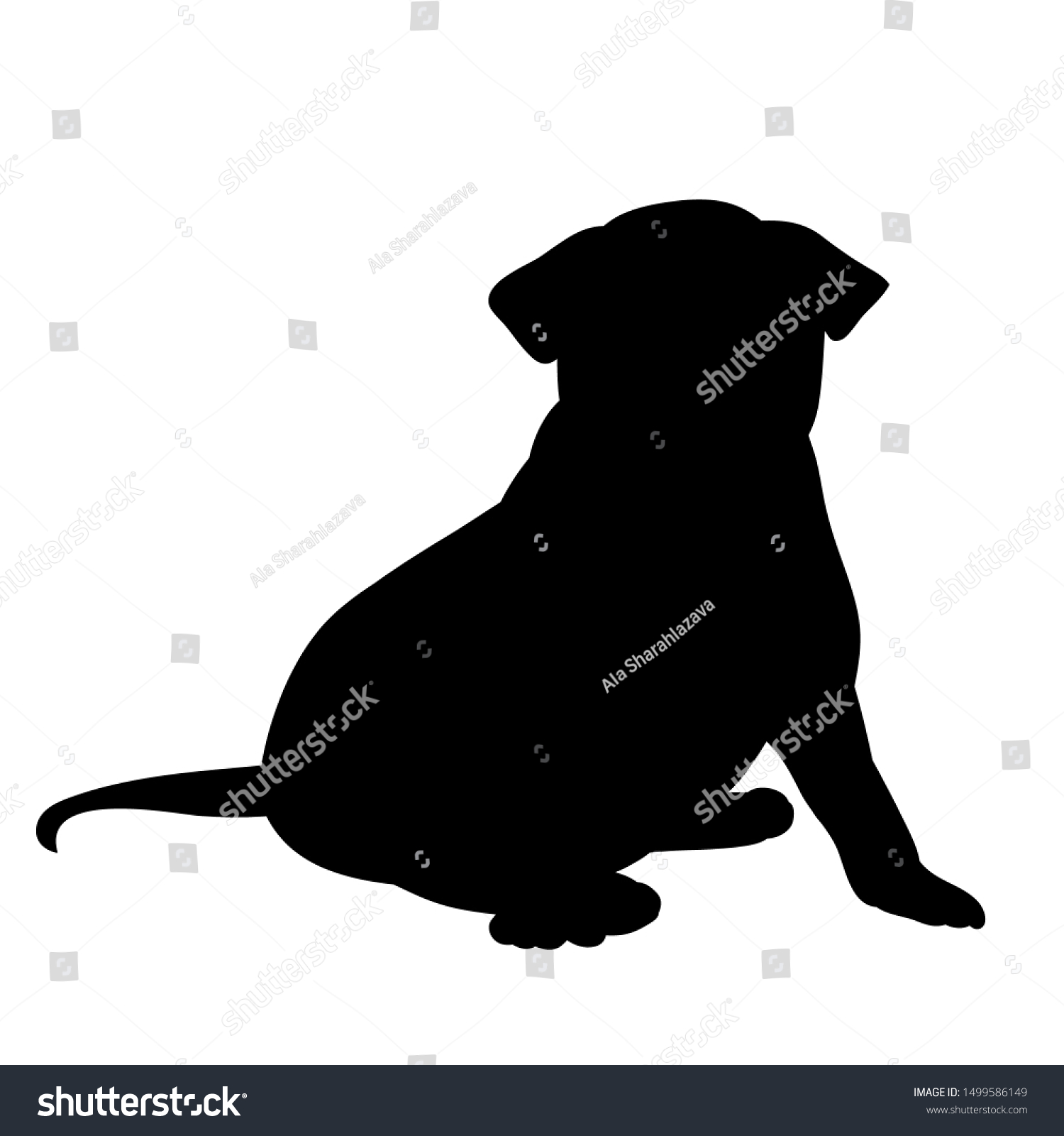 White Background Black Silhouette Dog Sitting Stock Vector (Royalty ...