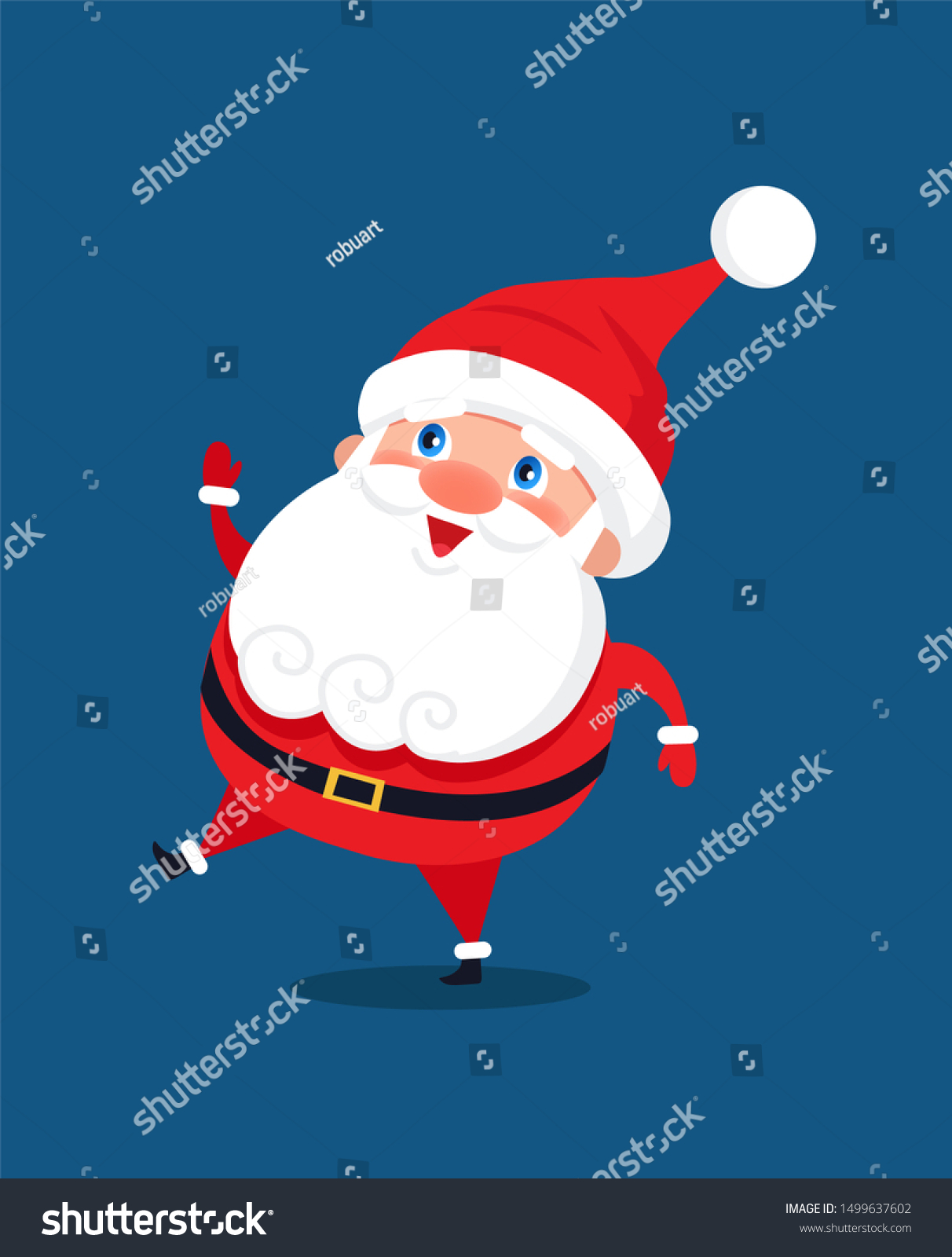 Merry Santa Claus Stand Smiling On Stock Illustration 1499637602 ...