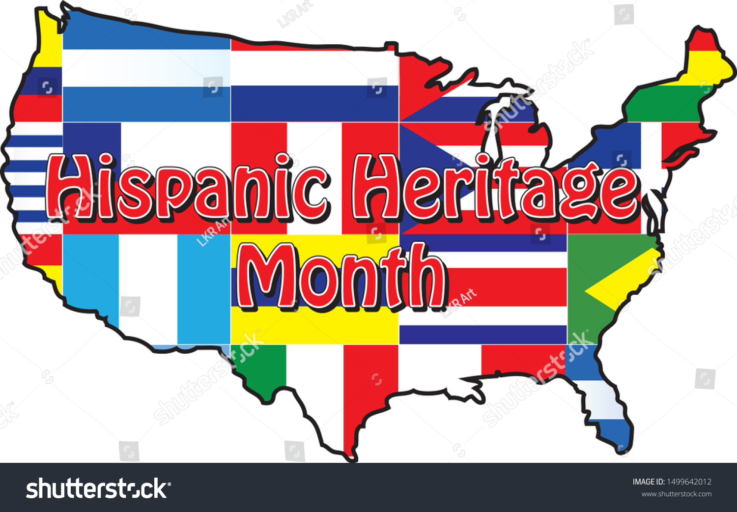 Vektor Stok Flags National Hispanic Heritage Month Tanpa Royalti