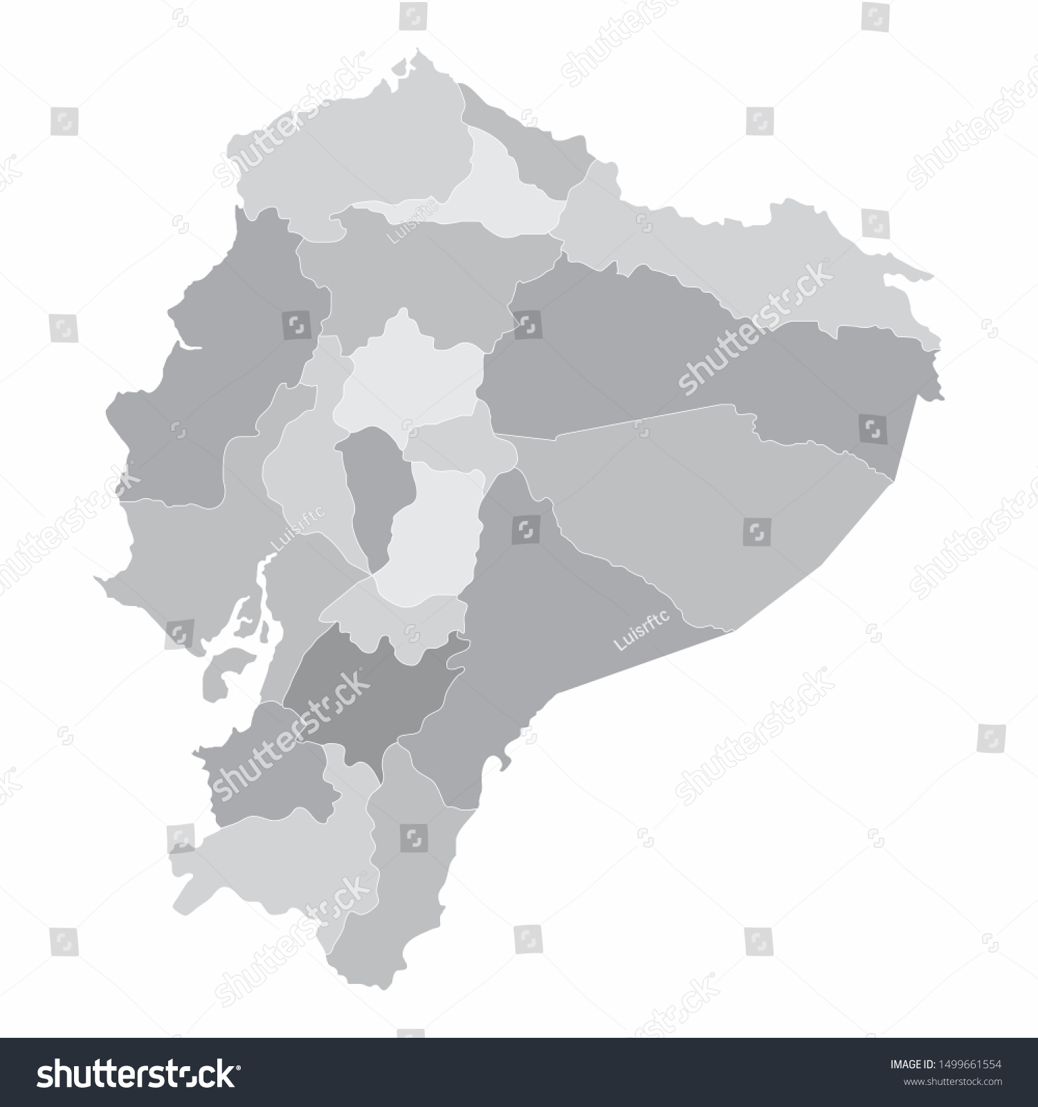 Ecuador Map Divided Into Regions Grayscale Stock Illustration 1499661554 Shutterstock 1262