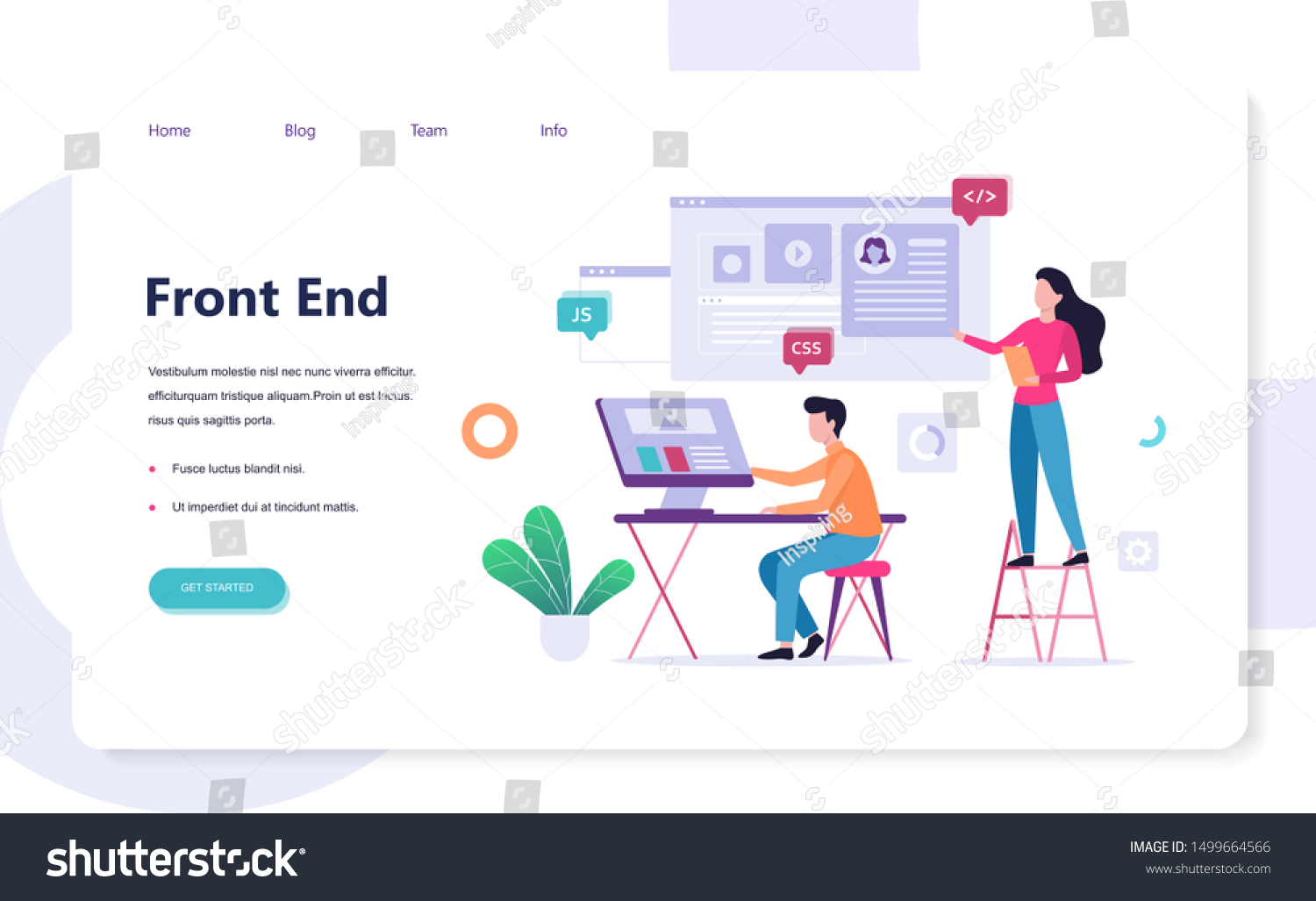 Frontend Development Web Banner Concept Website Stock Vector (Royalty ...