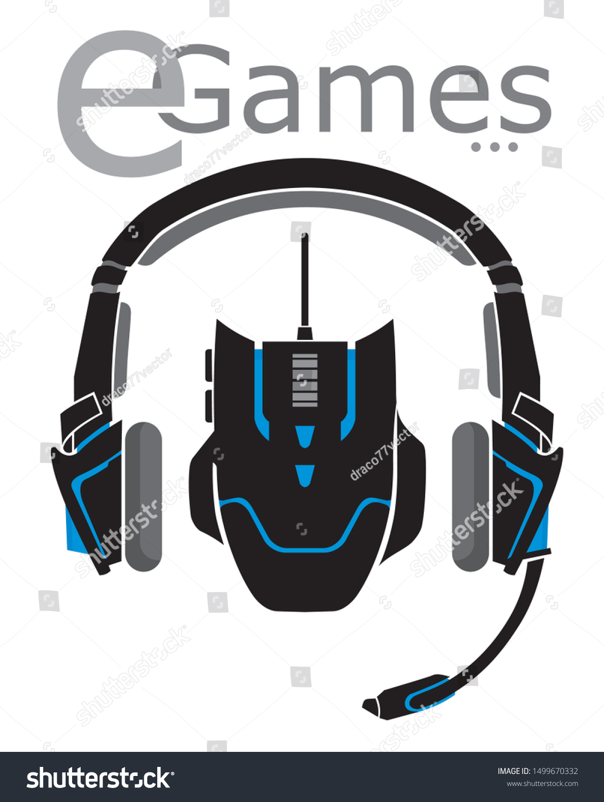 Gamer Head Set Mouse Logo Design Stock Vector (Royalty Free) 1499670332