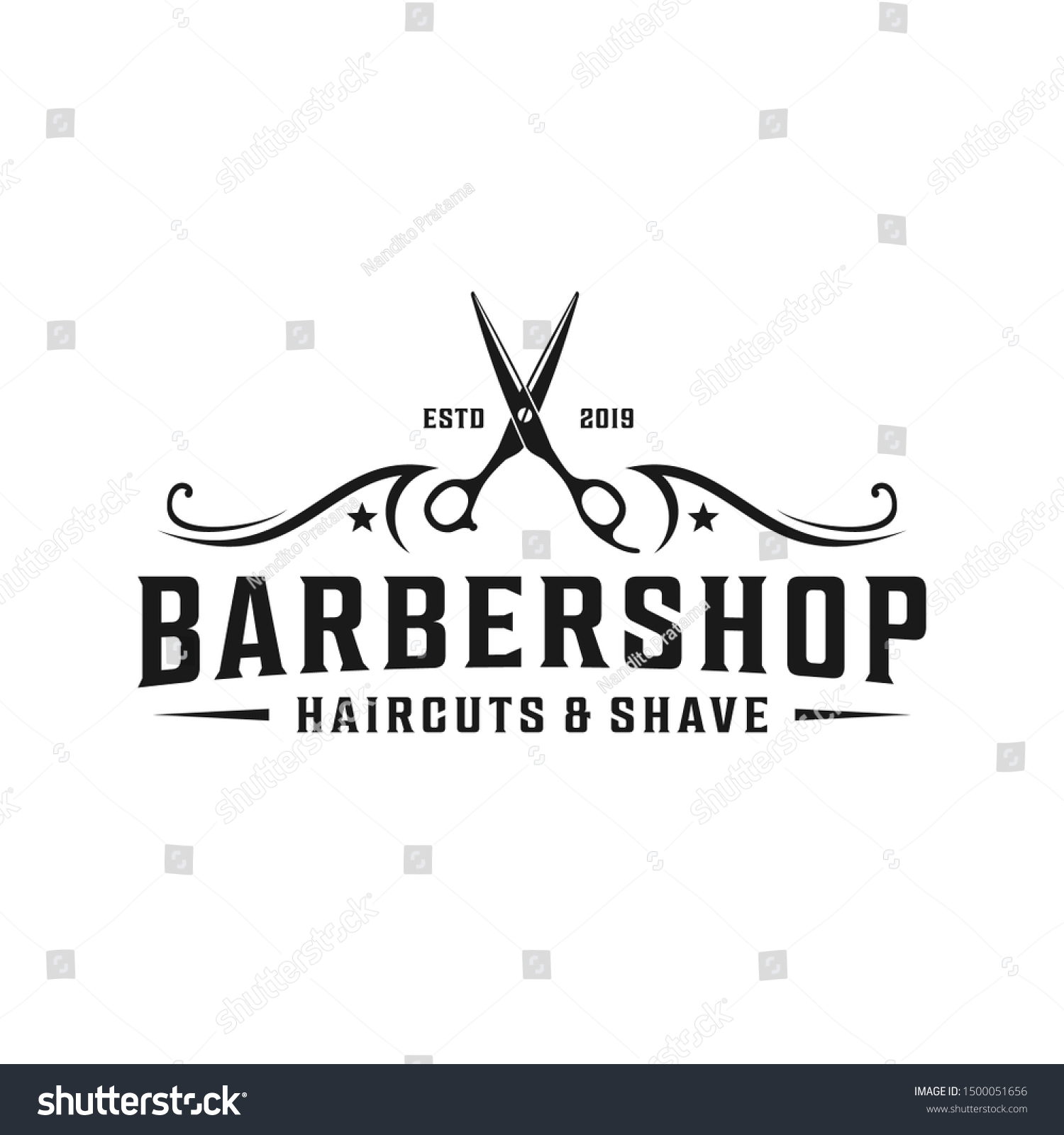 Barbershop Simple Minimalist Logo Design Elegant Stock Vector (Royalty ...