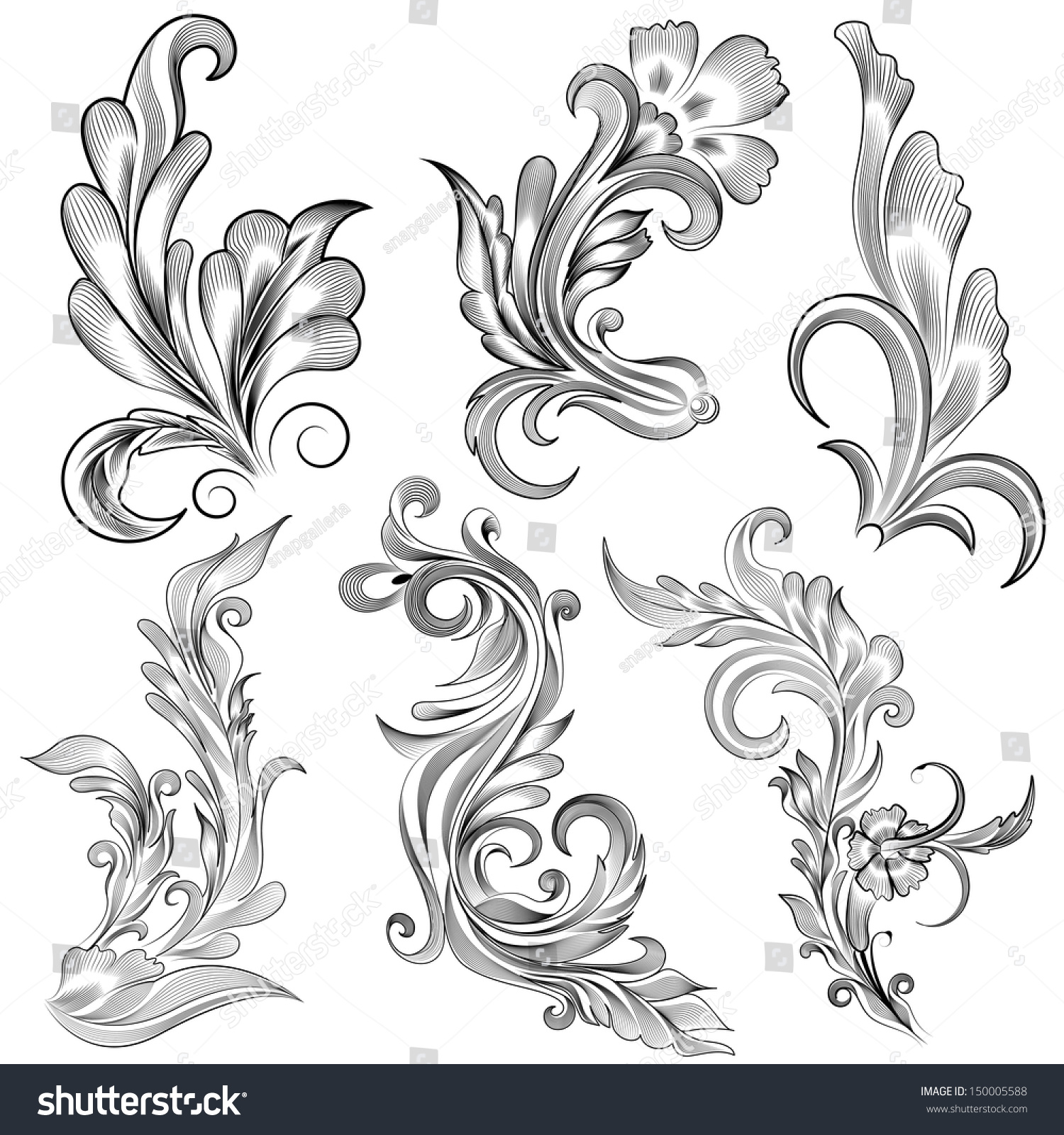 Easy Edit Vector Illustration Floral Calligraphic Stock Vector (Royalty ...