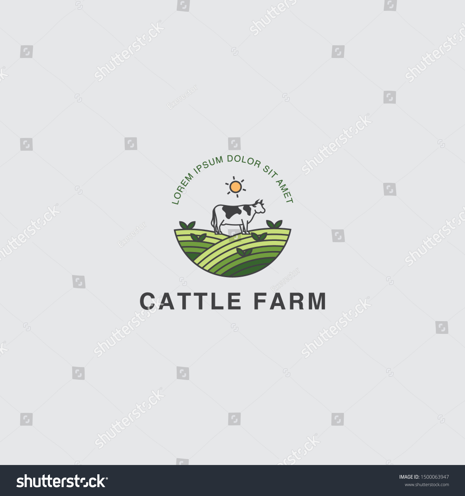 Icon Logo Cattle Cow Field Stock Vector (Royalty Free) 1500063947 ...