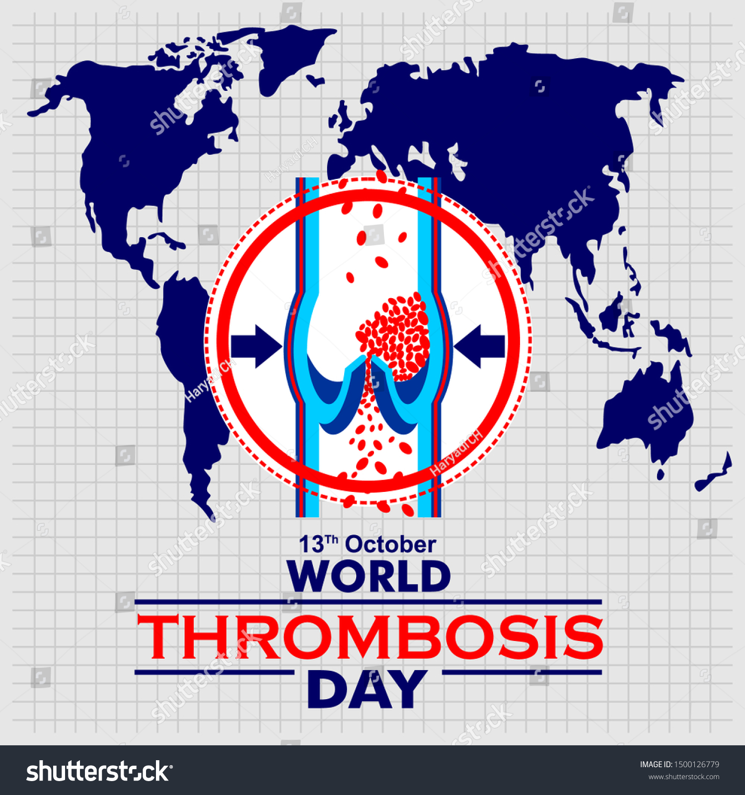 World Thrombosis Day Poster Banner เวกเตอร์สต็อก (ปลอดค่าลิขสิทธิ์