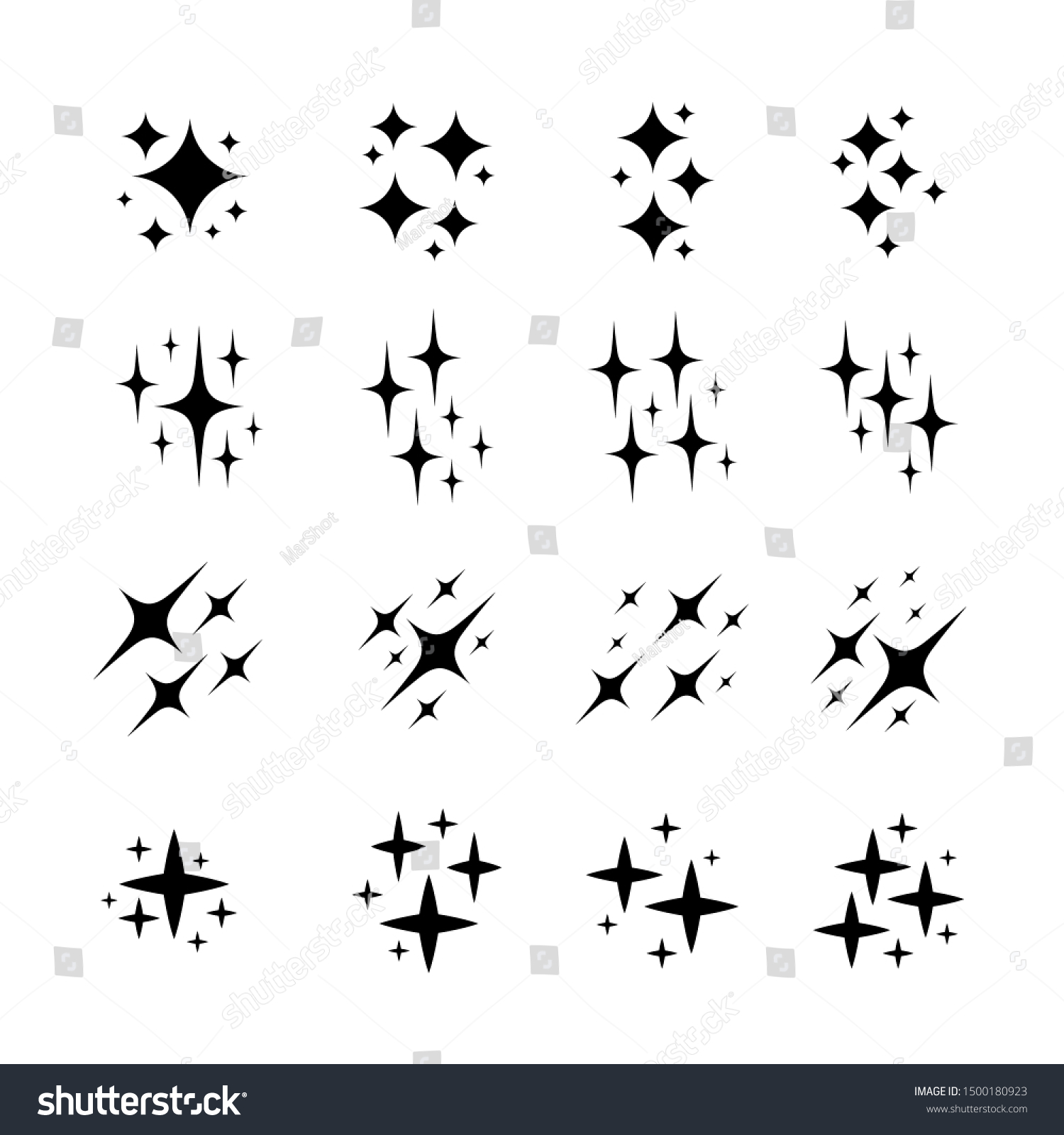 Set Star Sparkle Icons Collection Bright Stock Vector (Royalty Free ...