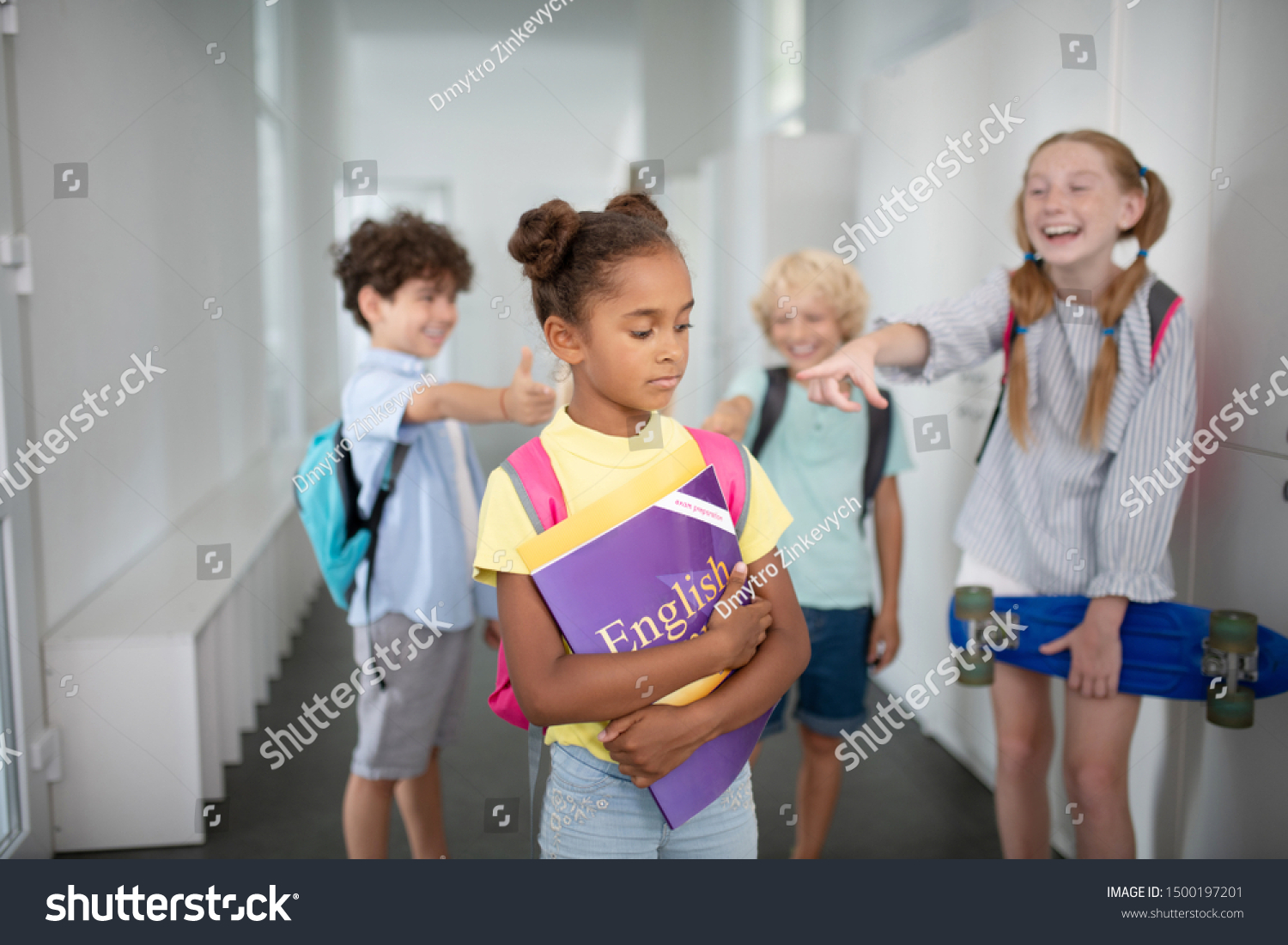 Suffering Bullying Darkskinned Girl Feeling Lonely Stock Photo ...