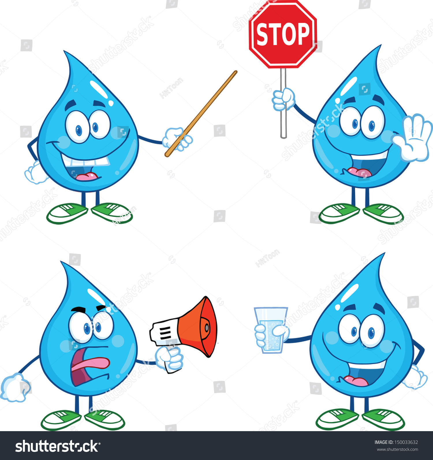 Water Drop Cartoon Mascot Characters Set Stock Vector (Royalty Free ...