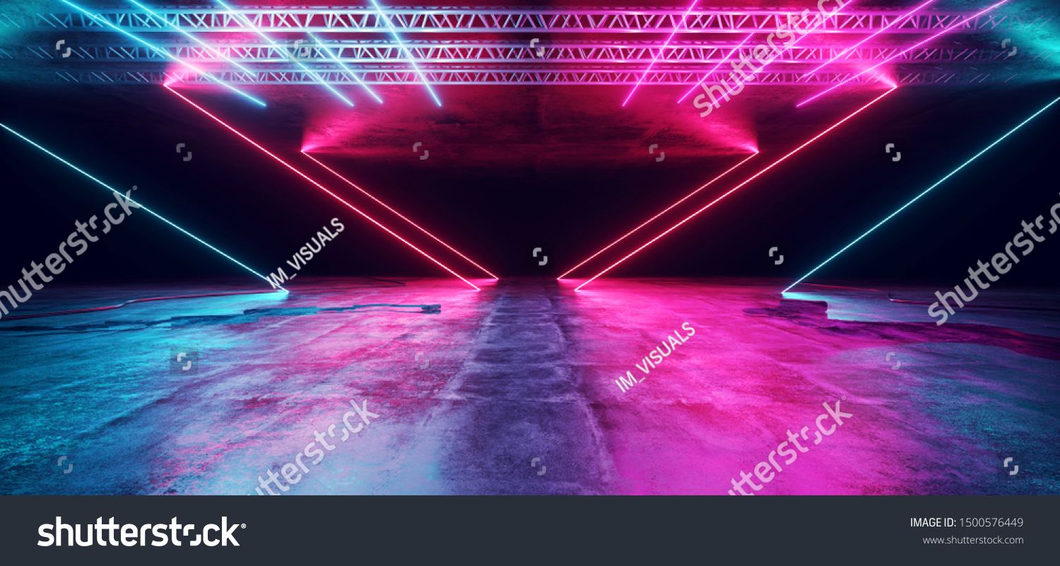 Sci Fi Neon Glowing Lights Blue Stock Illustration 1500576449 ...