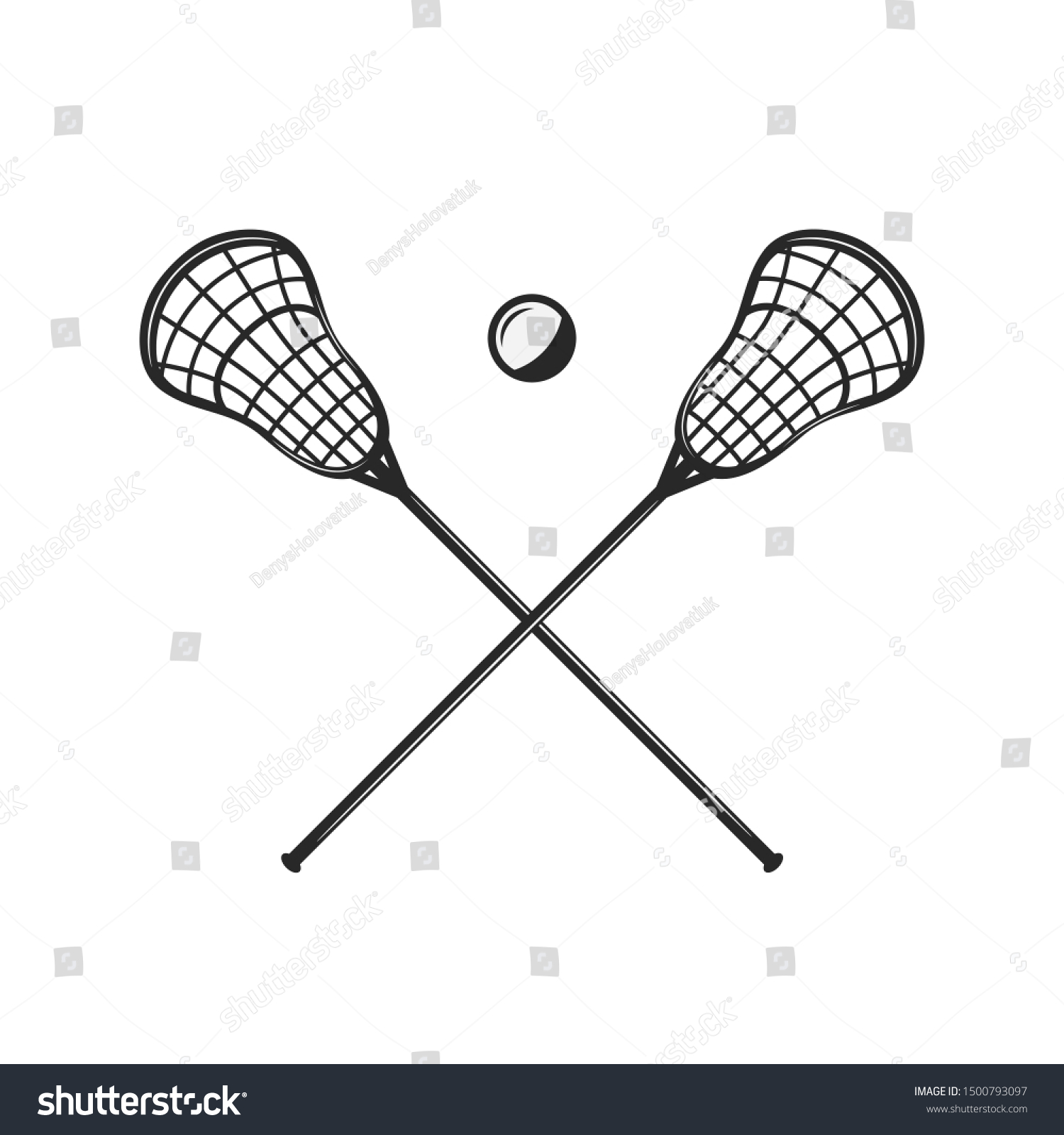 Lacrosse Sticks Ball Silhouettes Isolated On Stock Vector (Royalty Free ...