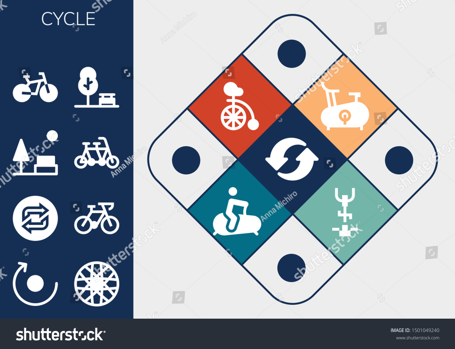 Cycle Icon Set 13 Filled Cycle Stock Vector (Royalty Free) 1501049240 ...