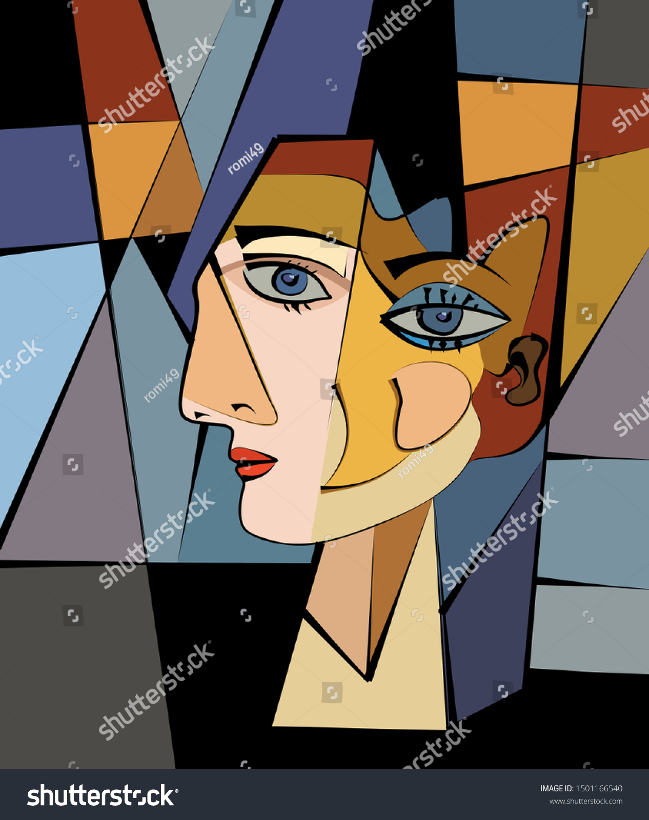 Colorful Background Cubism Art Styleabstract Portrait Stock Vector ...