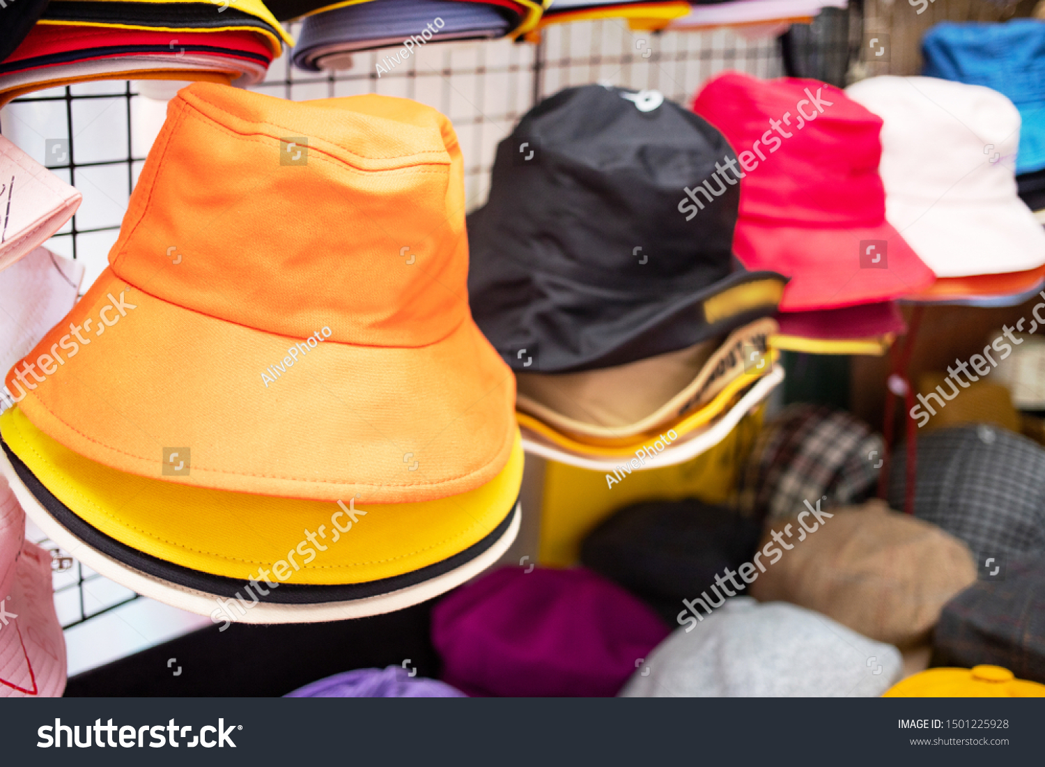 bucket hats in the mall