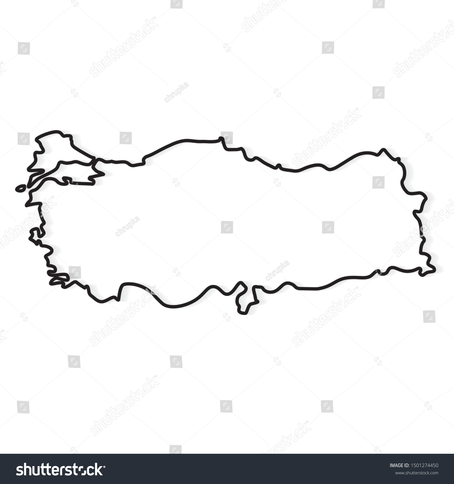 Black Outline Turkey Map Vector Illustration Stock Vector (Royalty Free) 1501274450  Shutterstock