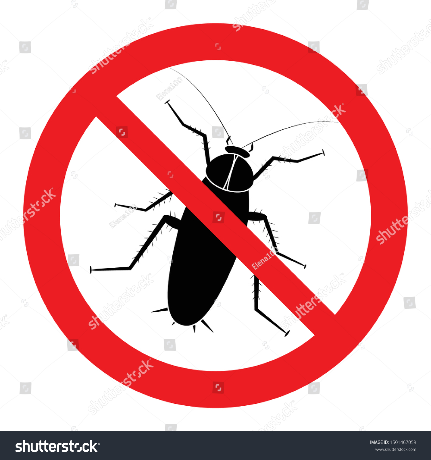 Pest Control Sign No Cockroach Insect Stock Vector (Royalty Free ...