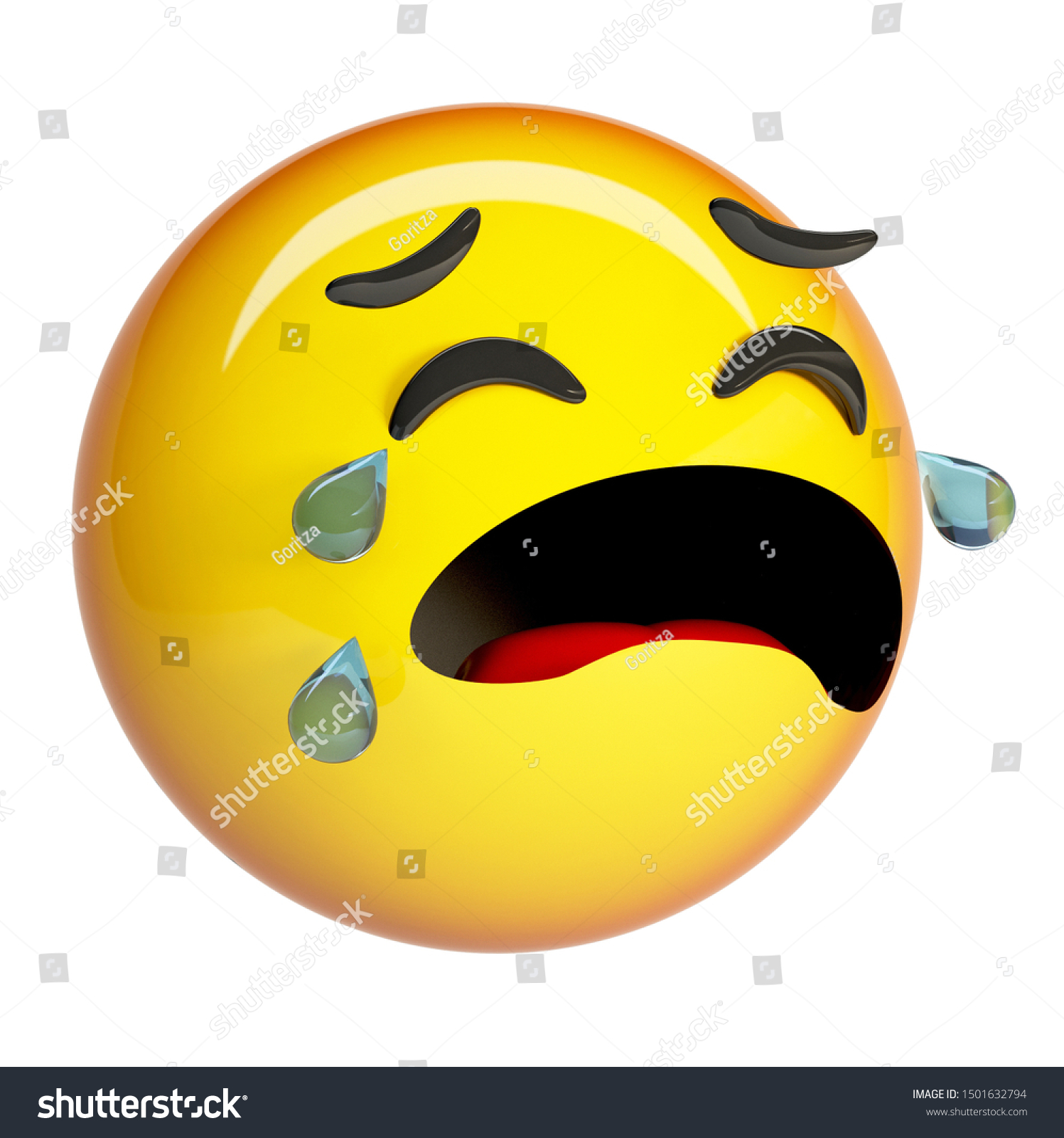 Crying Sobbing Emoji Longing Emoticon Tears Stock Illustration ...