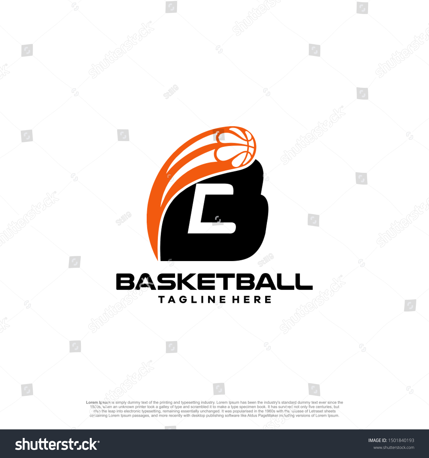 B Letter Logo Initial Basketball Swoosh Stock Vector (Royalty Free ...