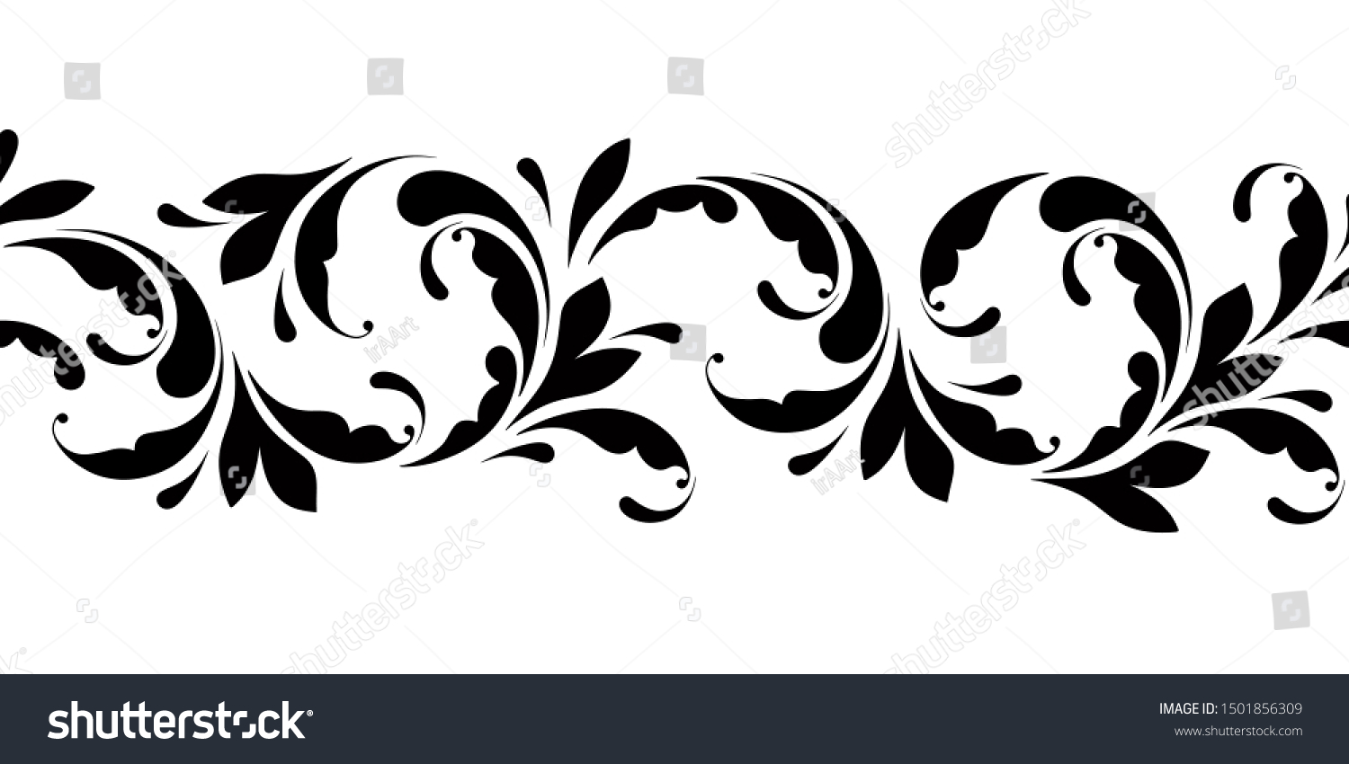 Outline Floral Seamless Pattern Ornamental Border Stock Vector (Royalty ...