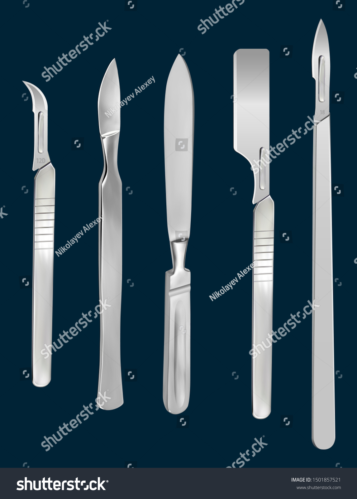 Set Surgical Cutting Tools Reusable Allmetal Stock Vector (Royalty Free ...