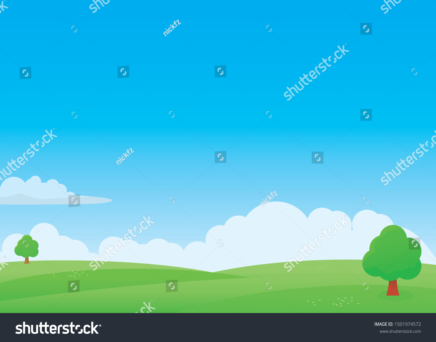 Nature Landscape Vector Illustration Blue Sky Stock Vector (Royalty ...