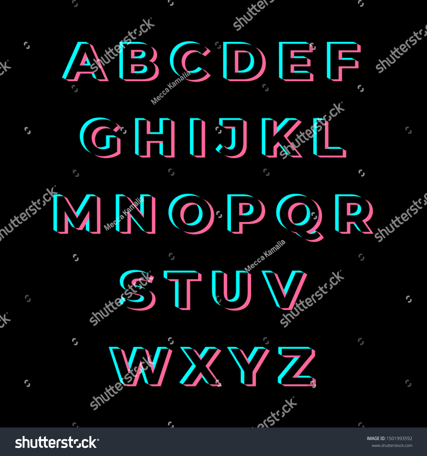 Vector Blue Red Shadowed Font Alphabet Stock Vector (Royalty Free ...