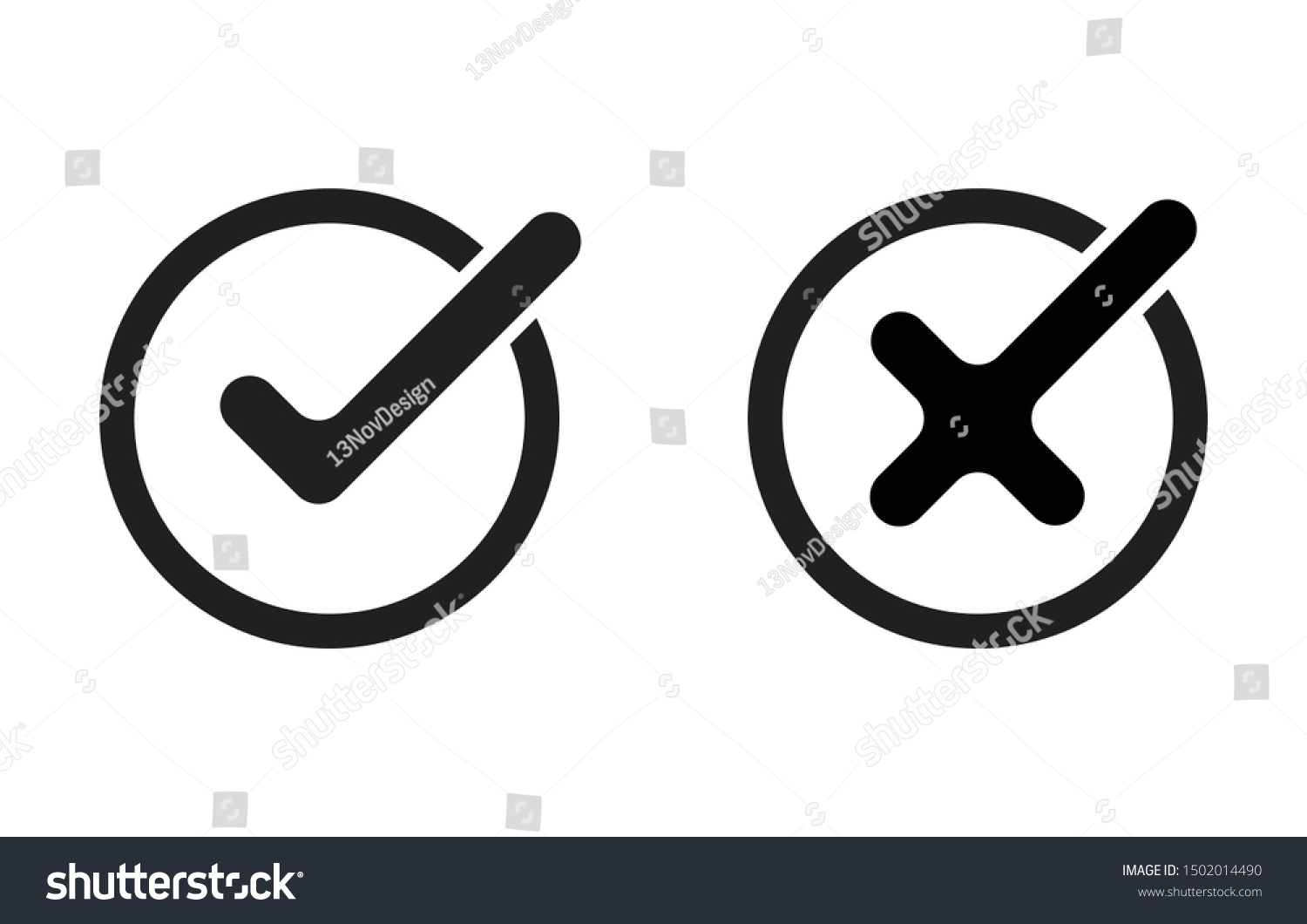 Tick Cross Signs Checkmark X Confirm Stock Vector (royalty Free 