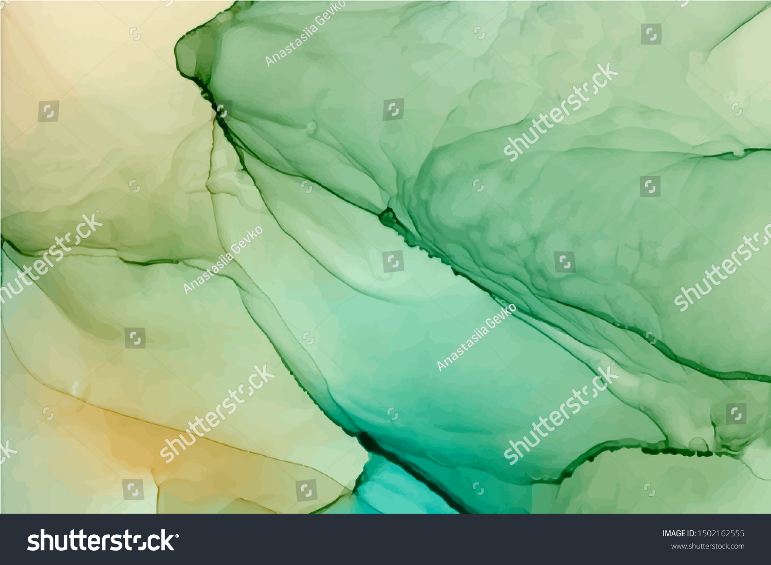 Turquoise Yellow Watercolor Vector Texture Hand Stock Vector (Royalty ...