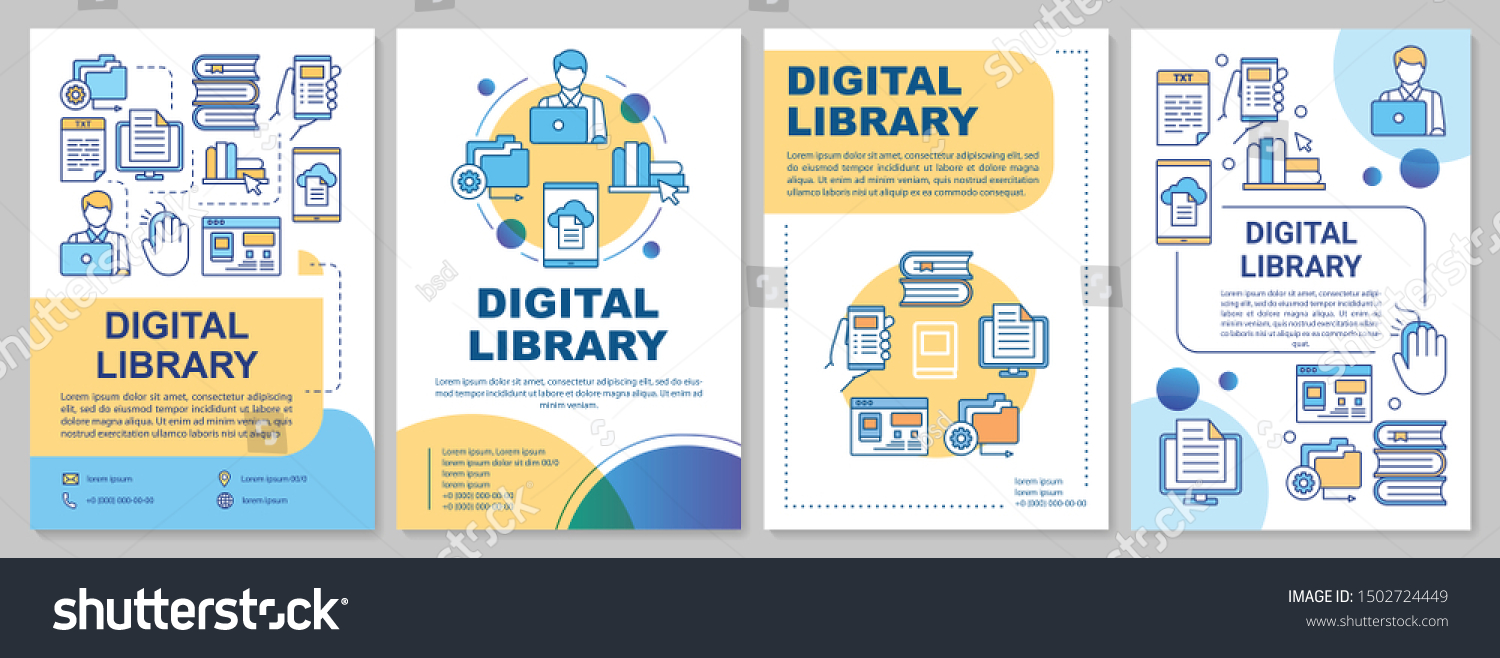 Digital Library Brochure Template Ebooks Reading Stock Vector (Royalty ...