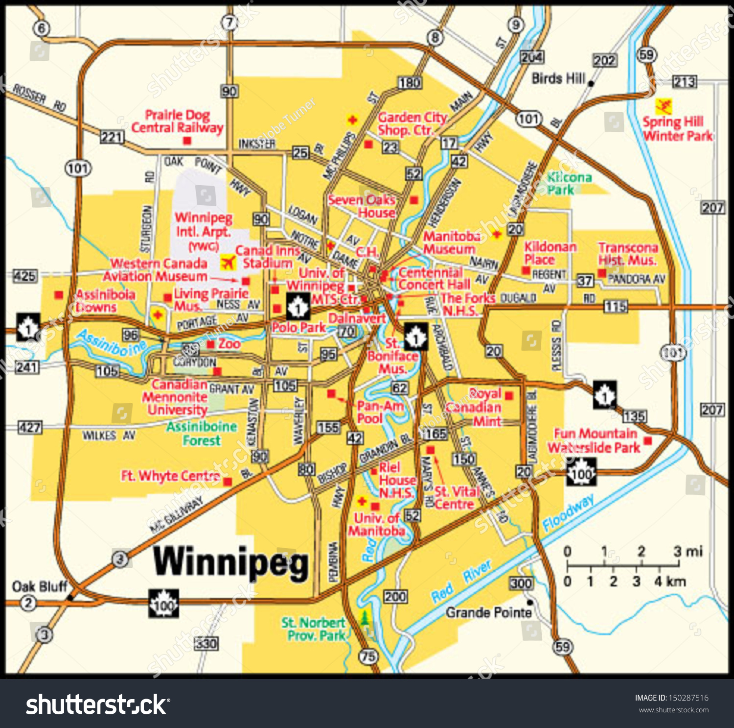 Winnipeg Manitoba Area Map Stock-vektor (royaltyfri) 150287516.