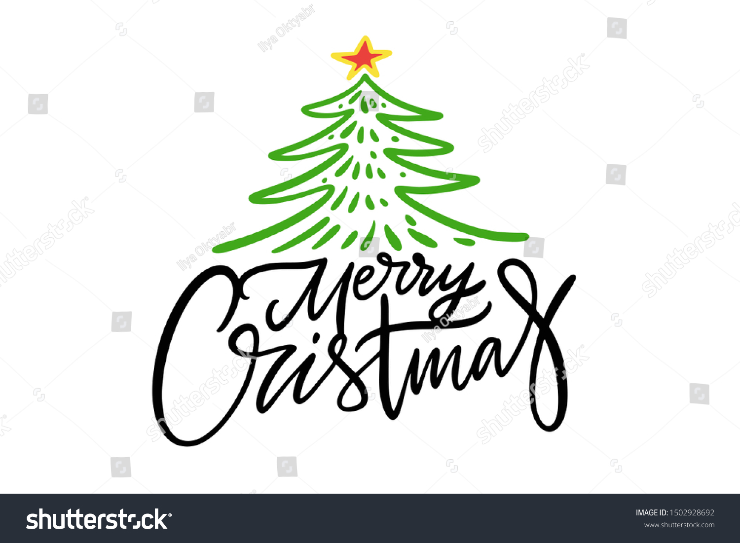 Merry Christmas Hand Drawn Vector Lettering Stock Vector Royalty Free 1502928692 Shutterstock 