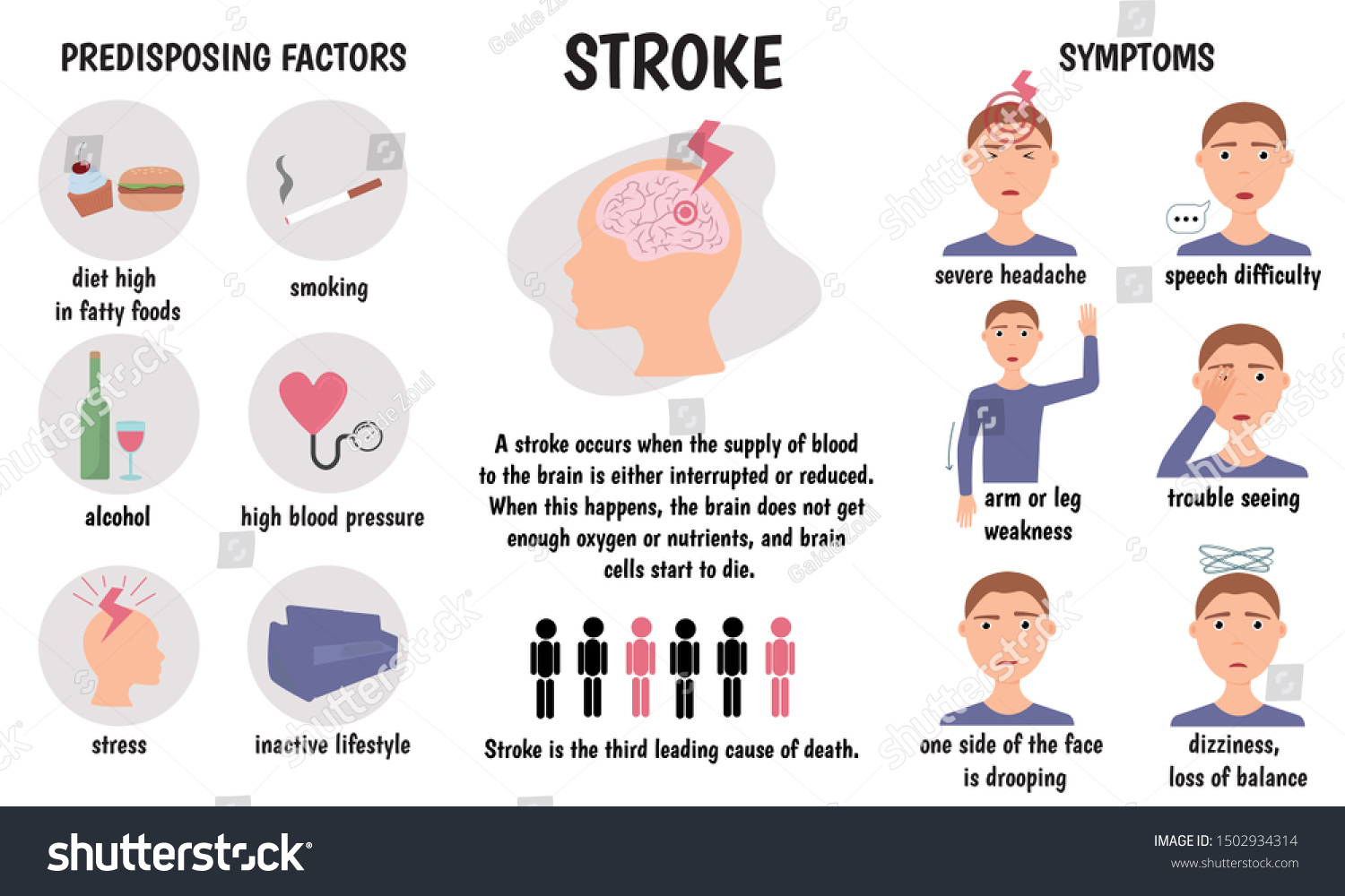 Stroke Medical Infographic Stroke Symptoms Causes Stock Vector (Royalty ...