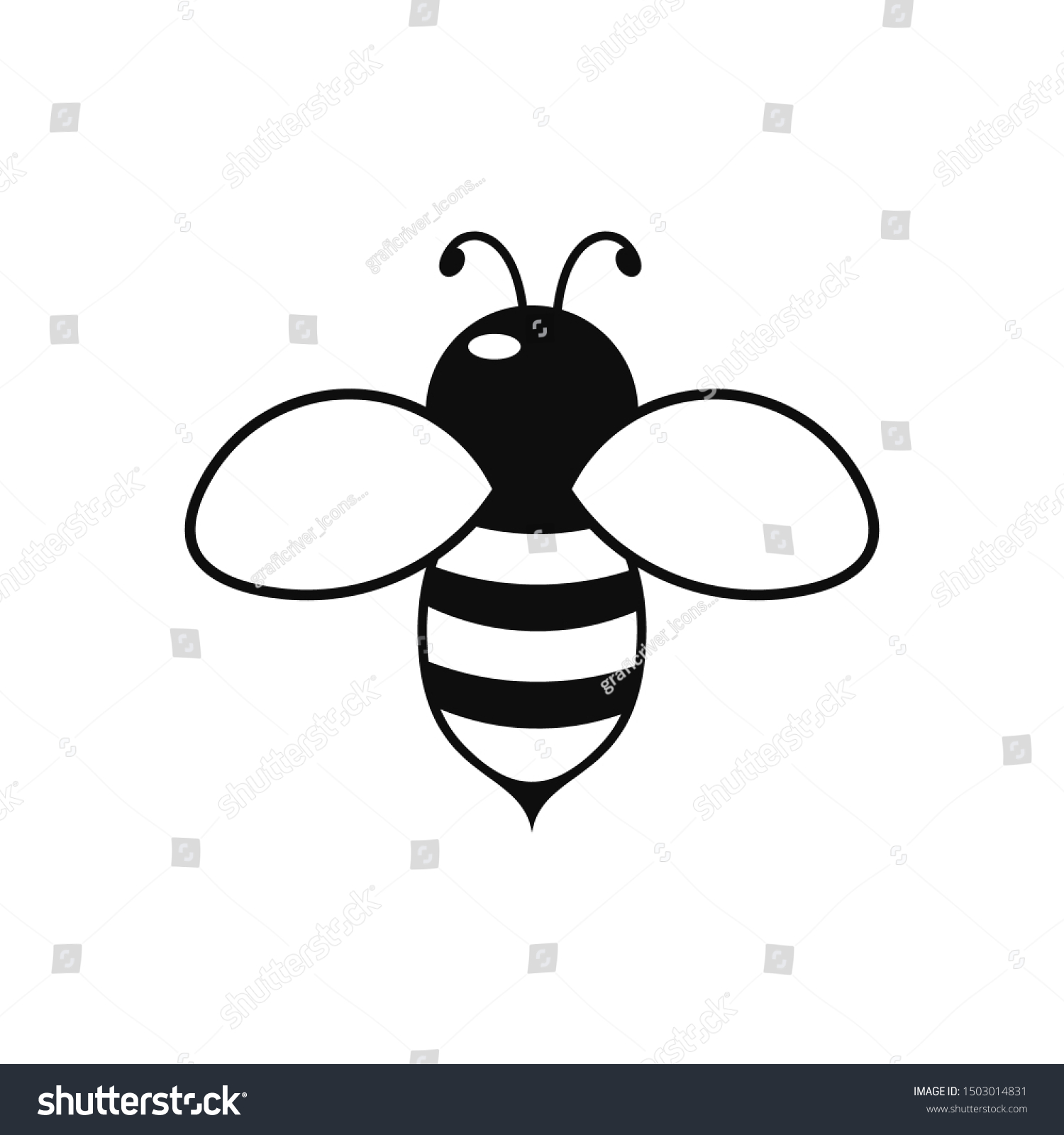 Honey Bee Icon Isolated On White Stock Vector (Royalty Free) 1503014831 ...