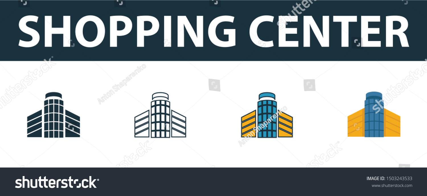 Shopping Center Icon Thin Line Outline Stock Vector (Royalty Free ...