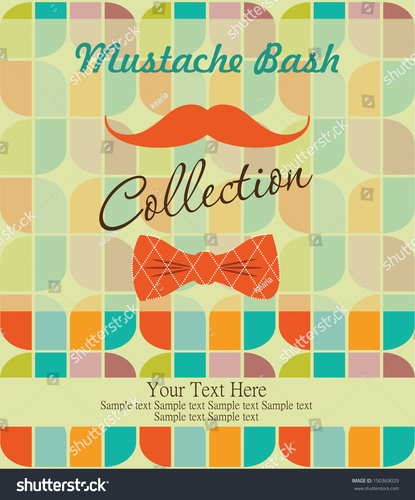 Mustache Bash Card Design Vector Illustration Stock Vector (Royalty