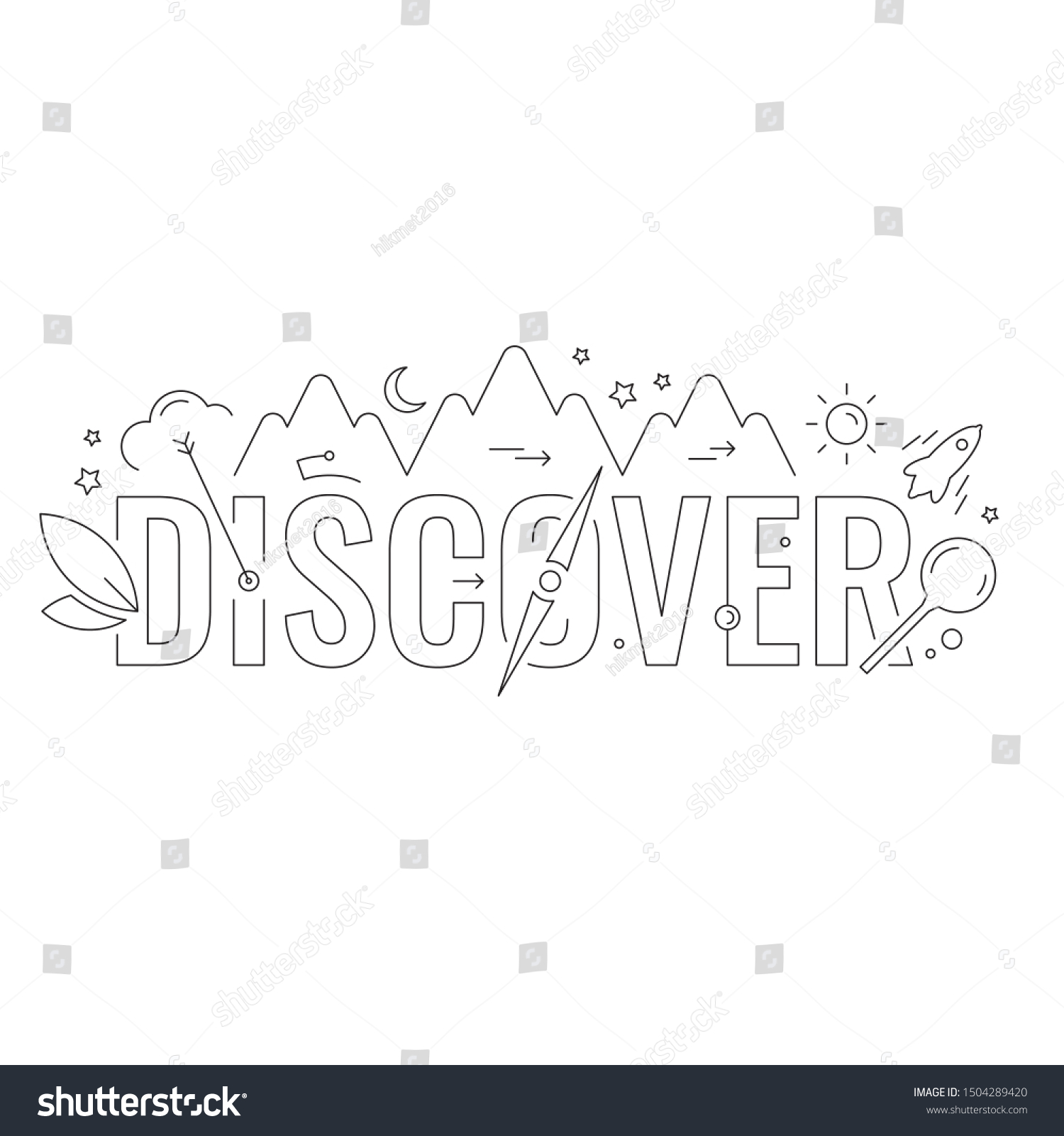 Discover Word Discover Symbols Discover Concept Stock Vector (Royalty ...