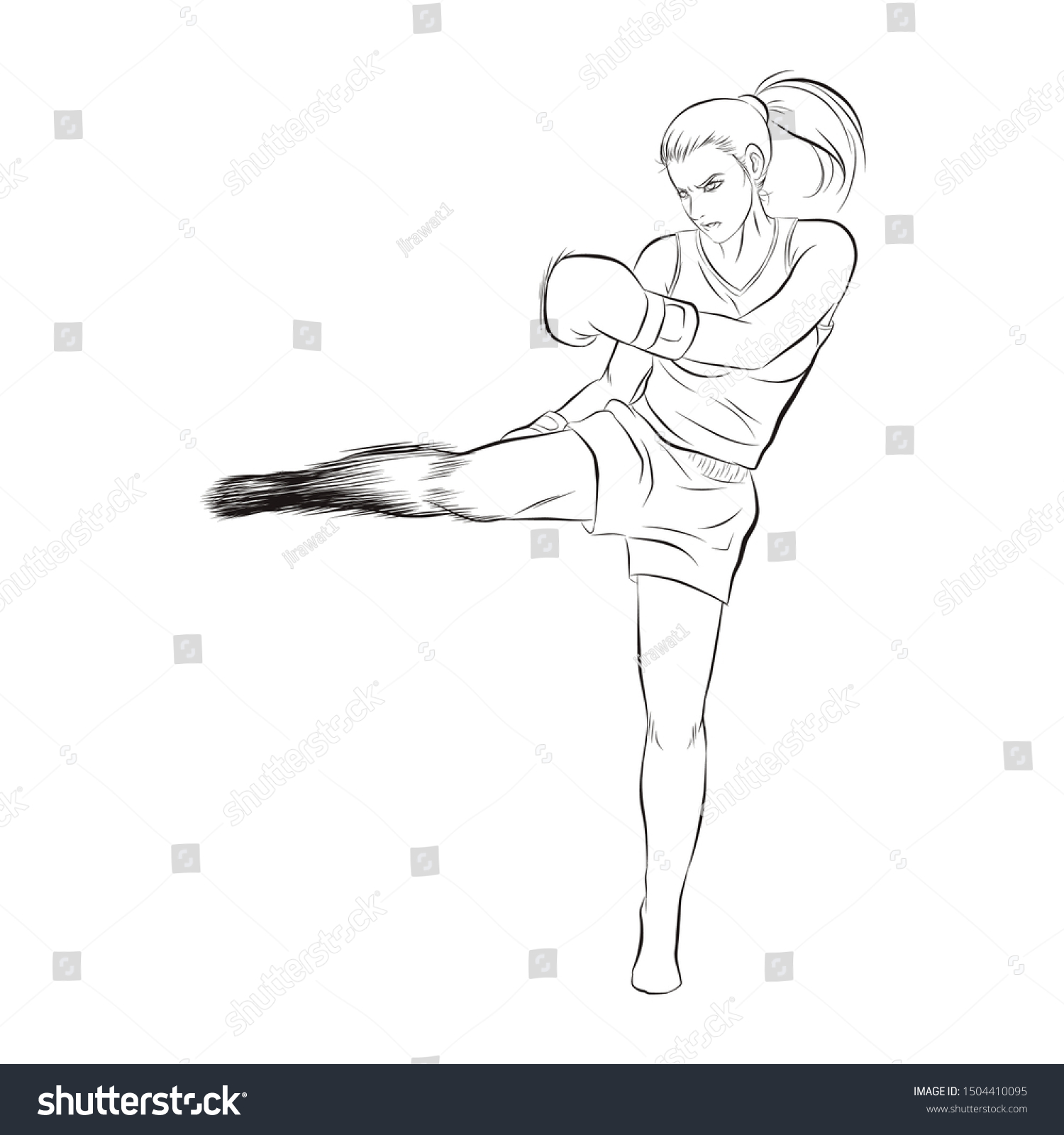 boxing girl draw