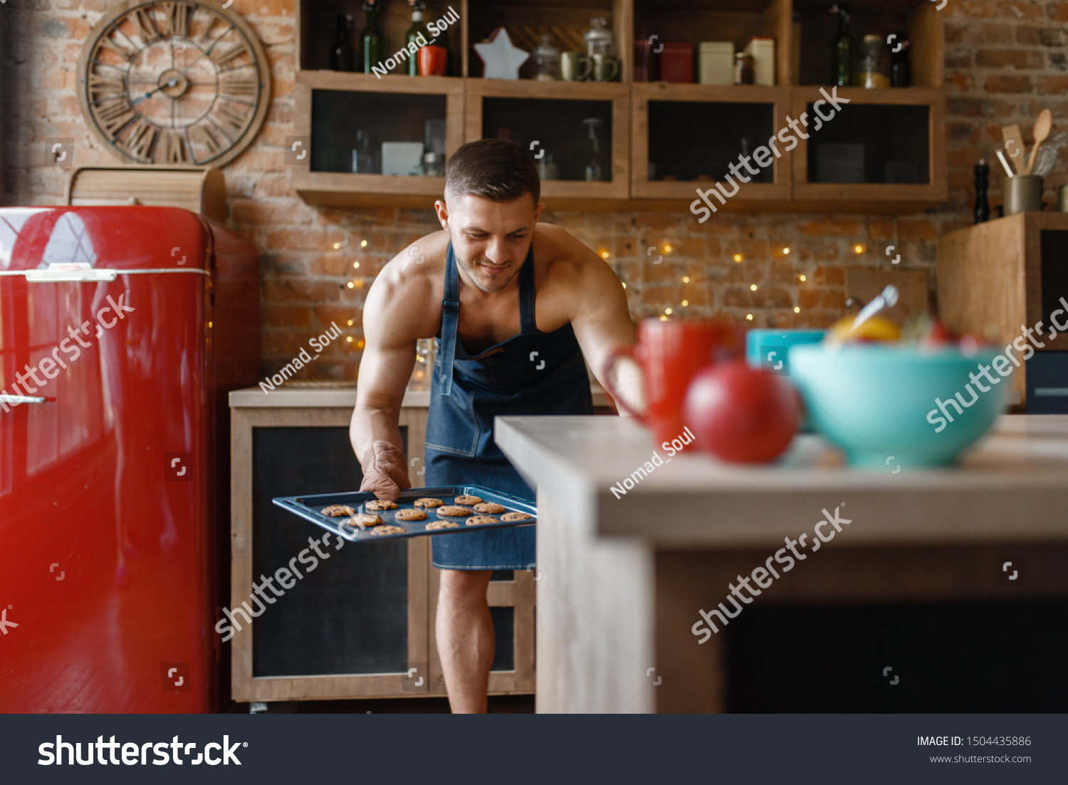 Nude Man Apron Cooking Pastry On Stock Photo Shutterstock