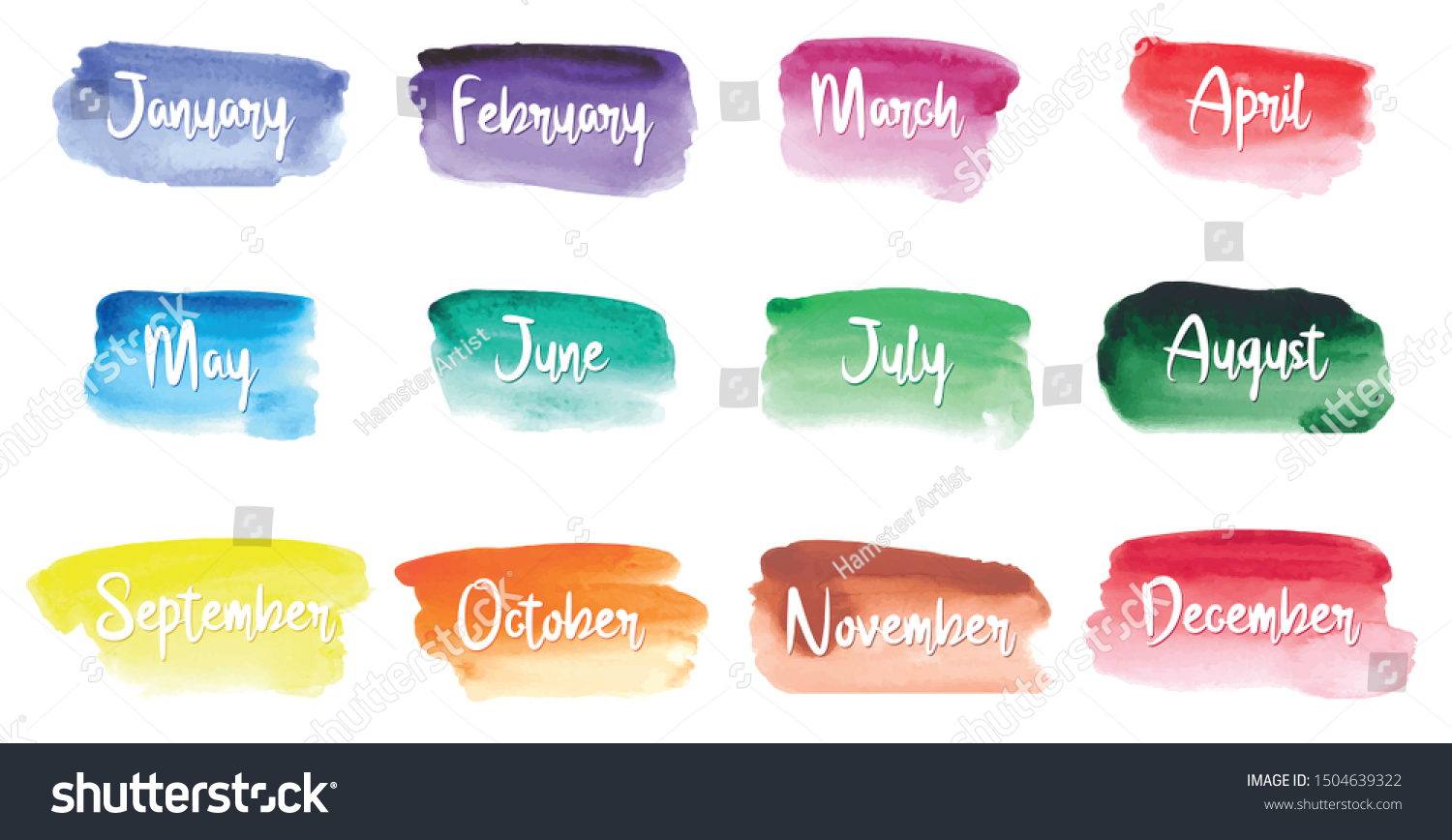 Months Year On Watercolor Background Stock Vector (Royalty Free ...