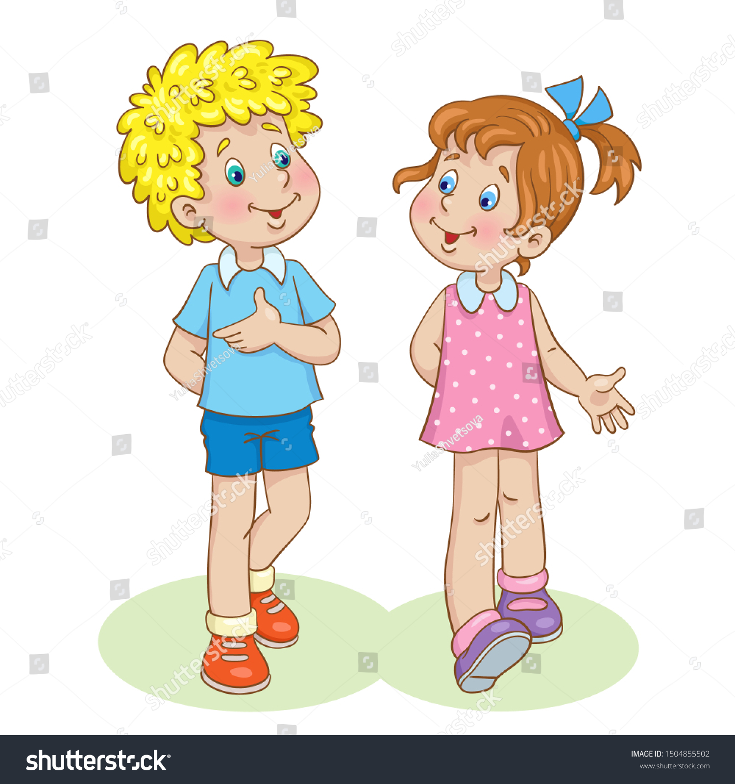 Funny Little Boy Cute Girl Go Stock Vector (Royalty Free) 1504855502 ...