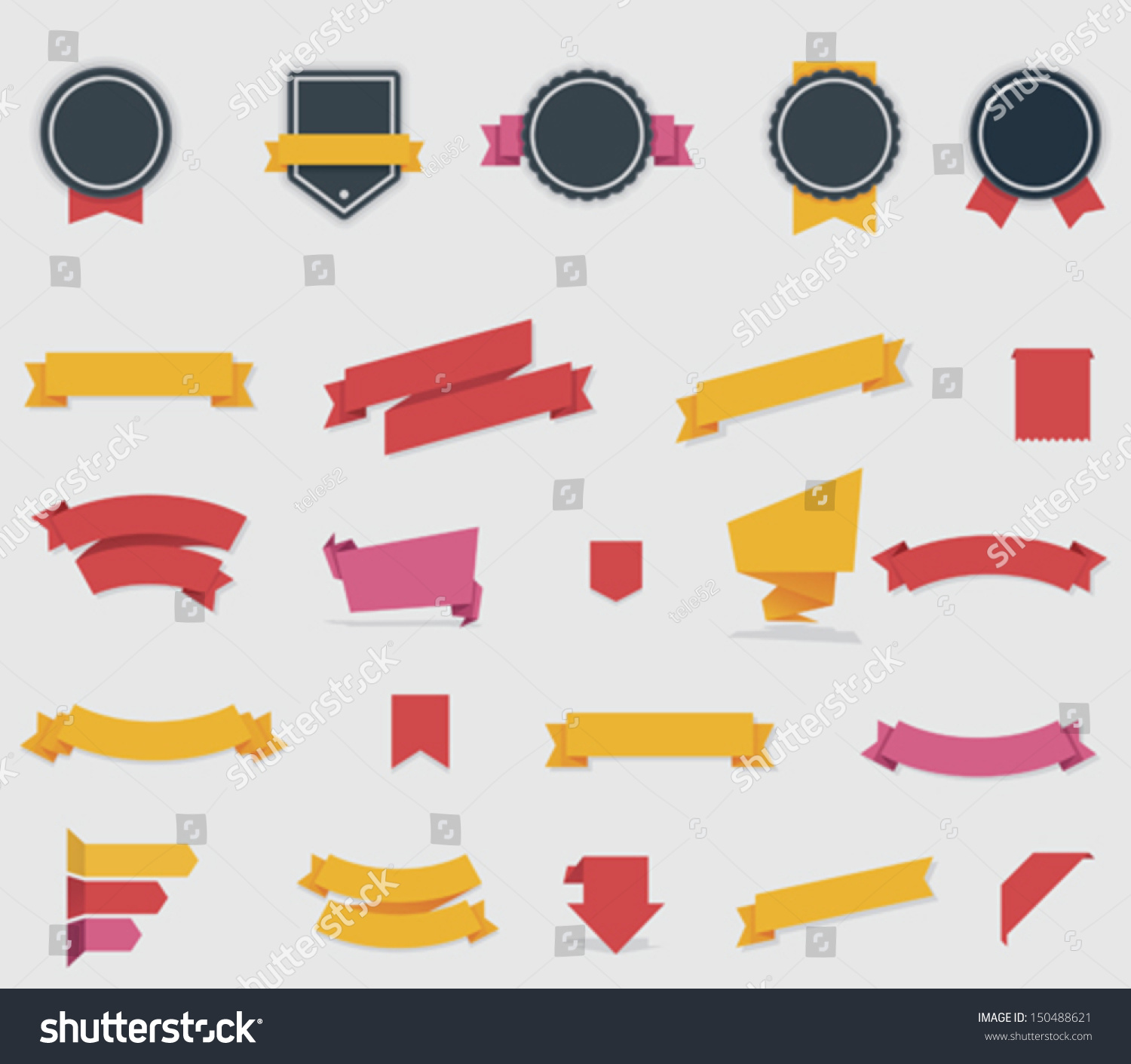 Vector Ribbons Labels Stock Vector (Royalty Free) 150488621 | Shutterstock