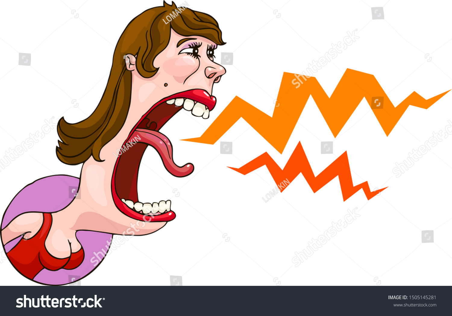 Hard Conversation Cartoon Screaming Woman Red Stock Vector (Royalty ...